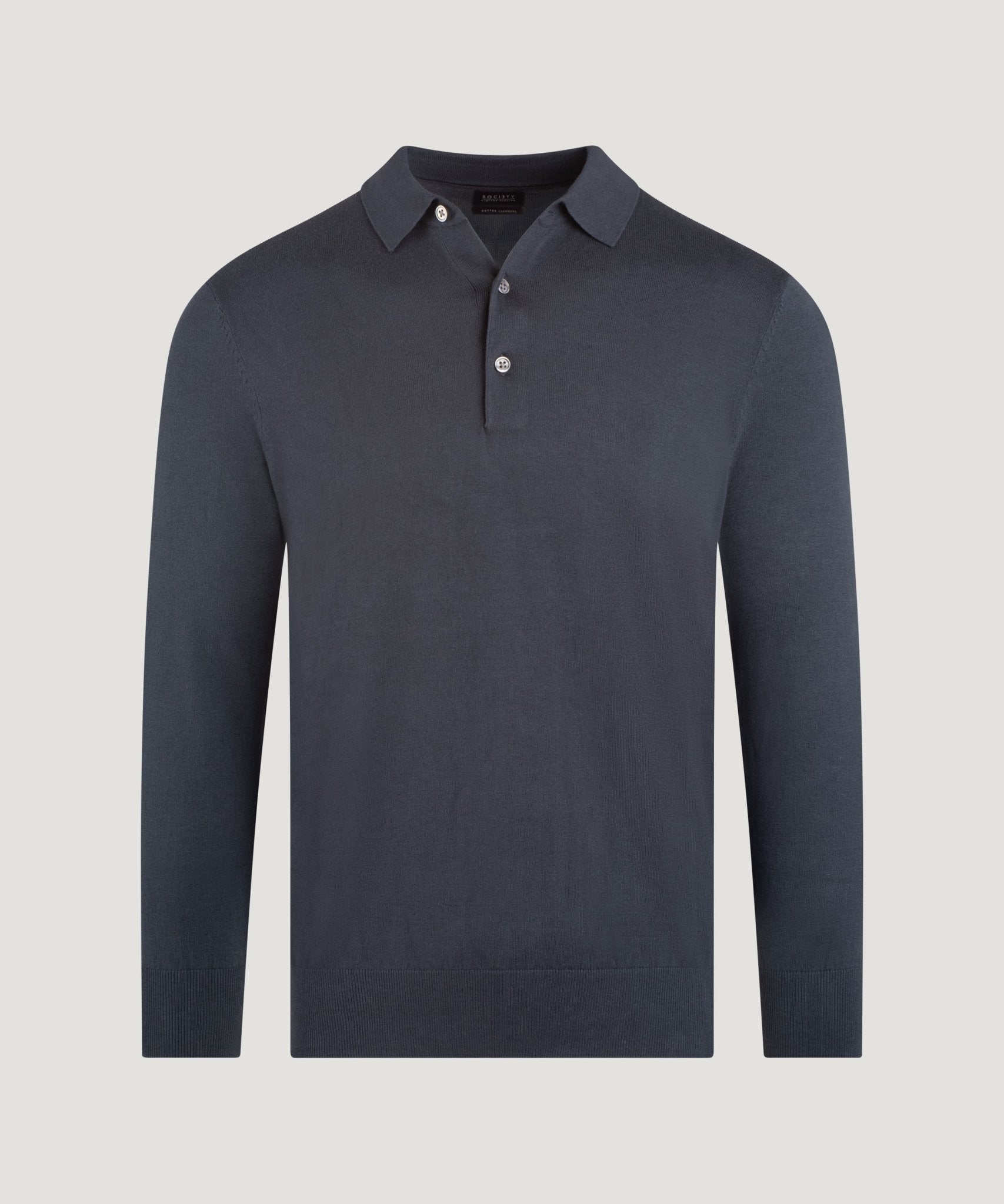 SOCI3TY Limited Fashion Long sleeve polo Cotton Cashmere staalblauw - THE SOCIETY SHOP