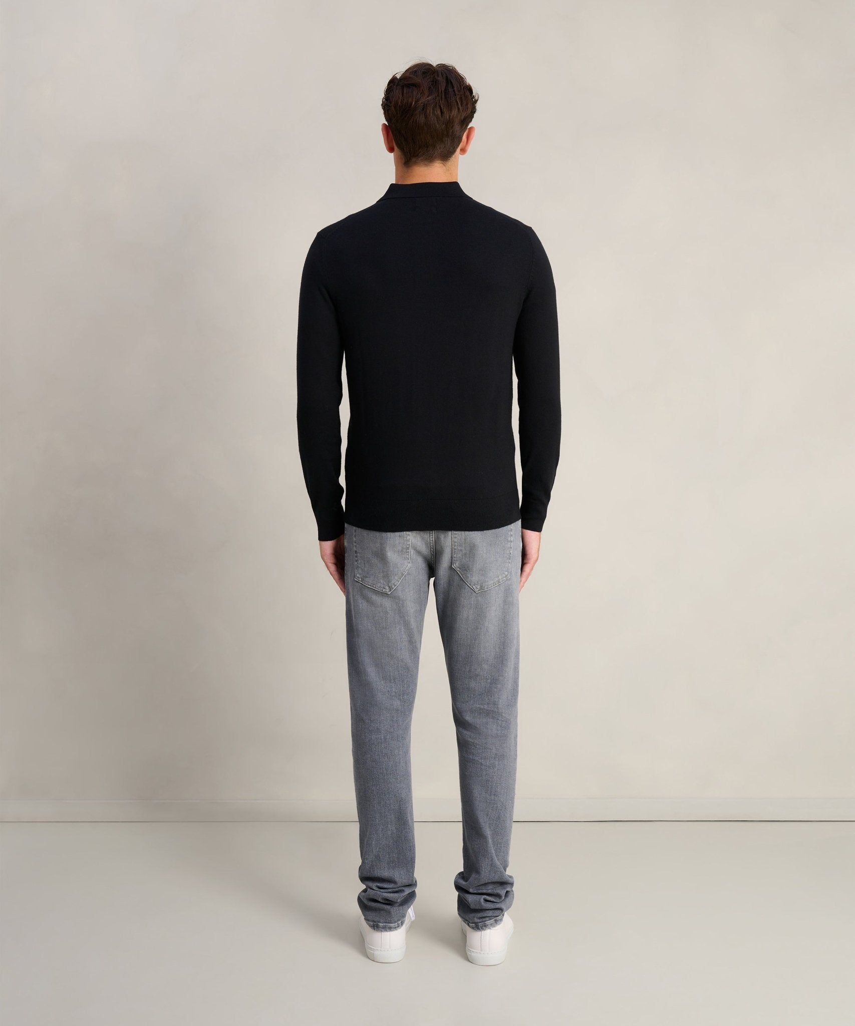 SOCI3TY Limited Long sleeve polo Cotton Cashmere zwart - THE SOCIETY SHOP