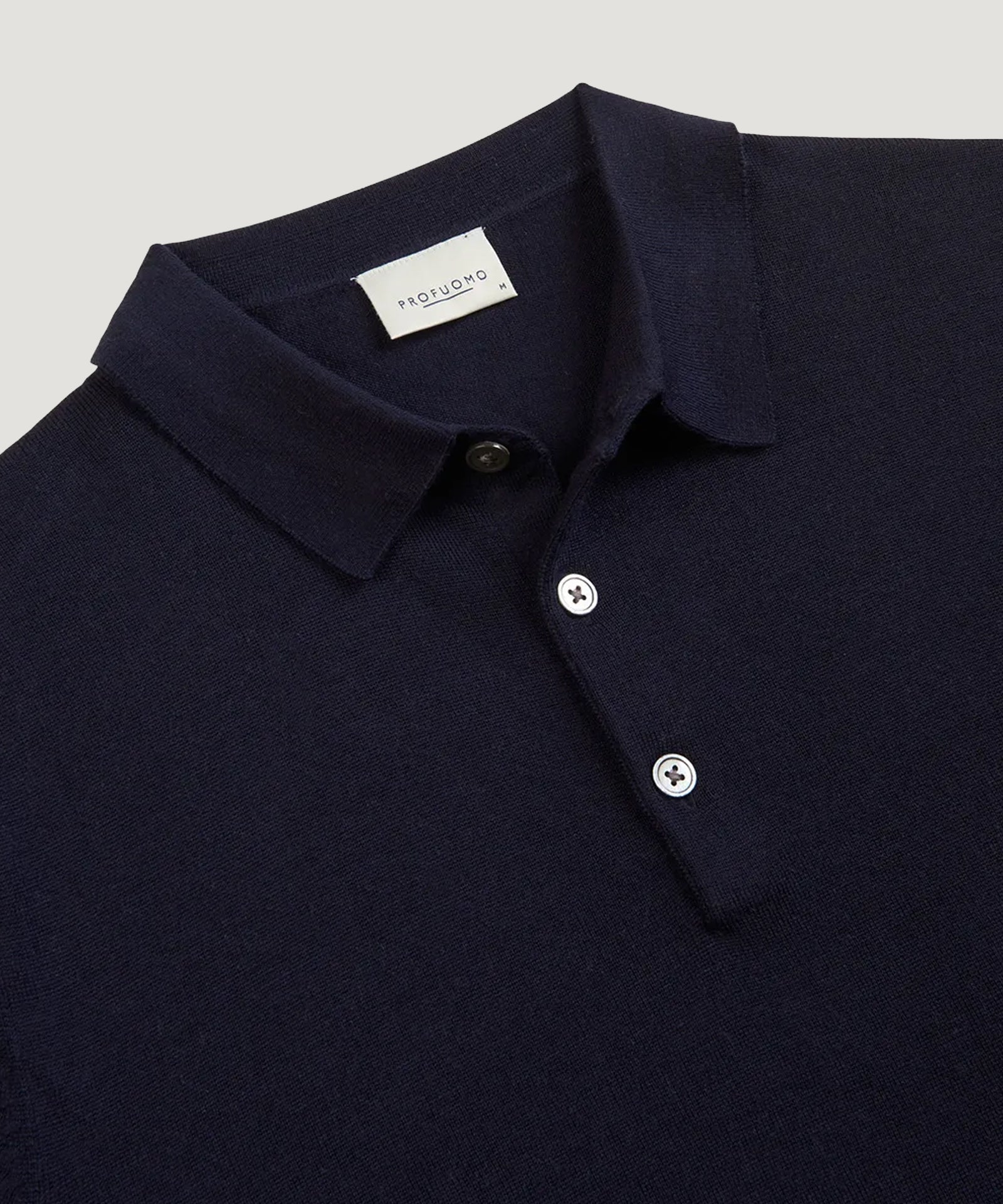 Profuomo Long sleeve polo merino donkerblauw - THE SOCIETY SHOP