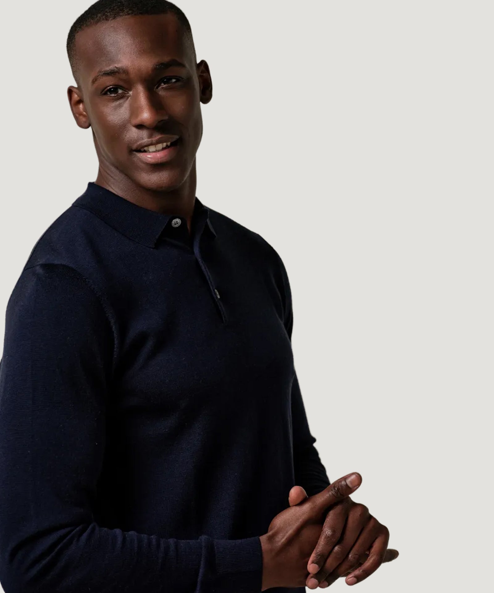 Profuomo Long sleeve polo merino donkerblauw - THE SOCIETY SHOP
