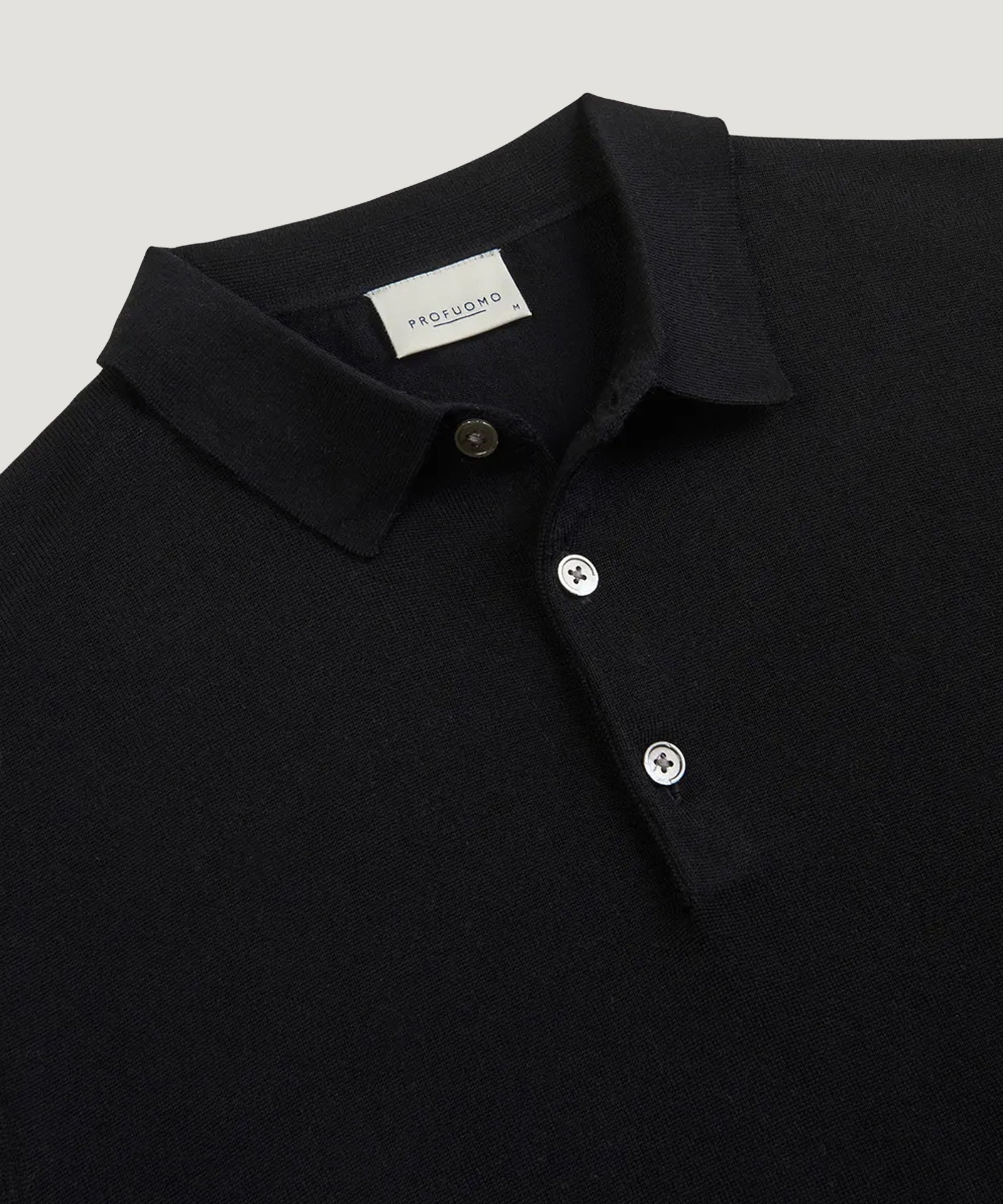 Profuomo Long sleeve polo merino zwart - THE SOCIETY SHOP
