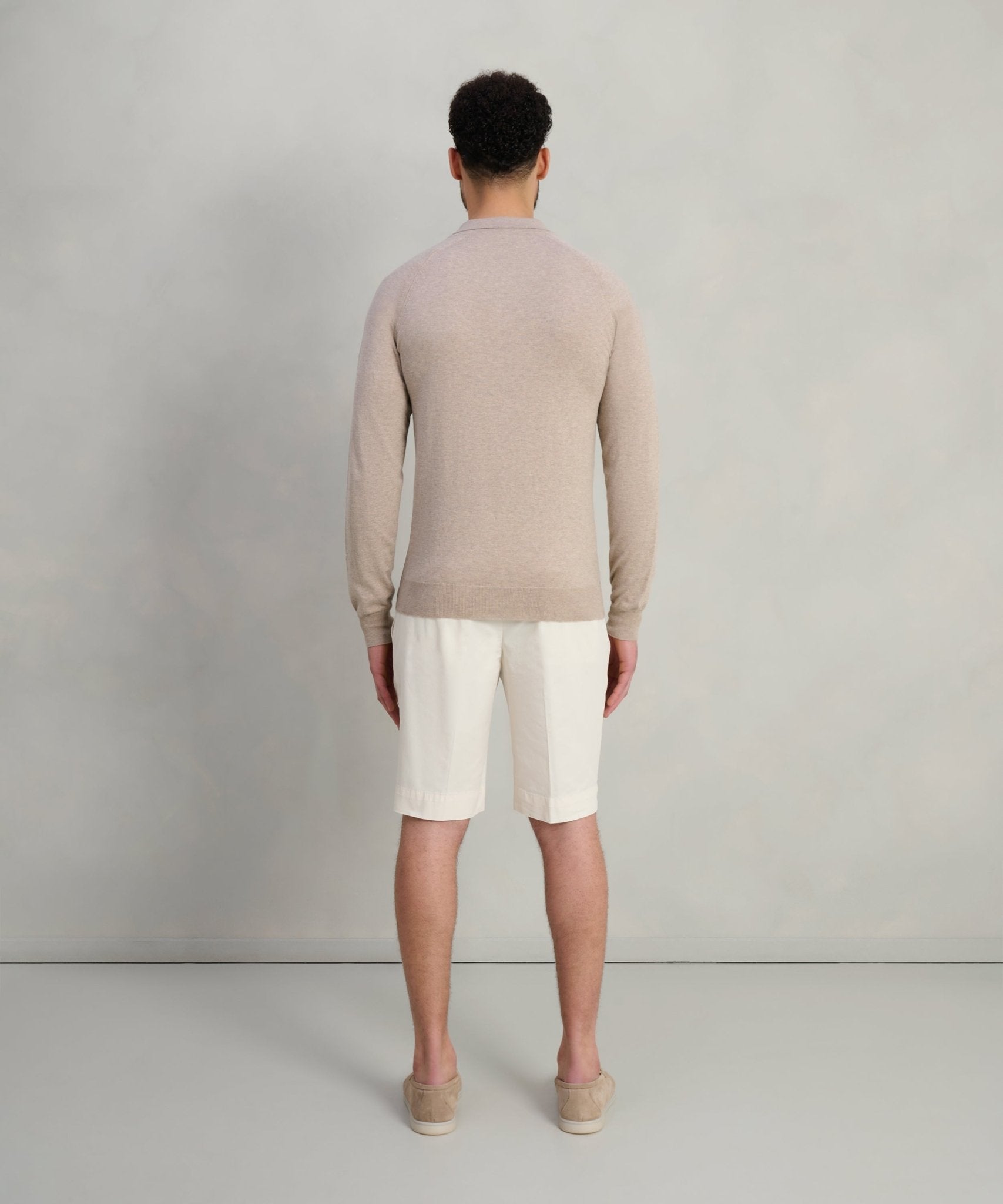 SOCI3TY Long sleeve raglan zip polo katoen beige - THE SOCIETY SHOP