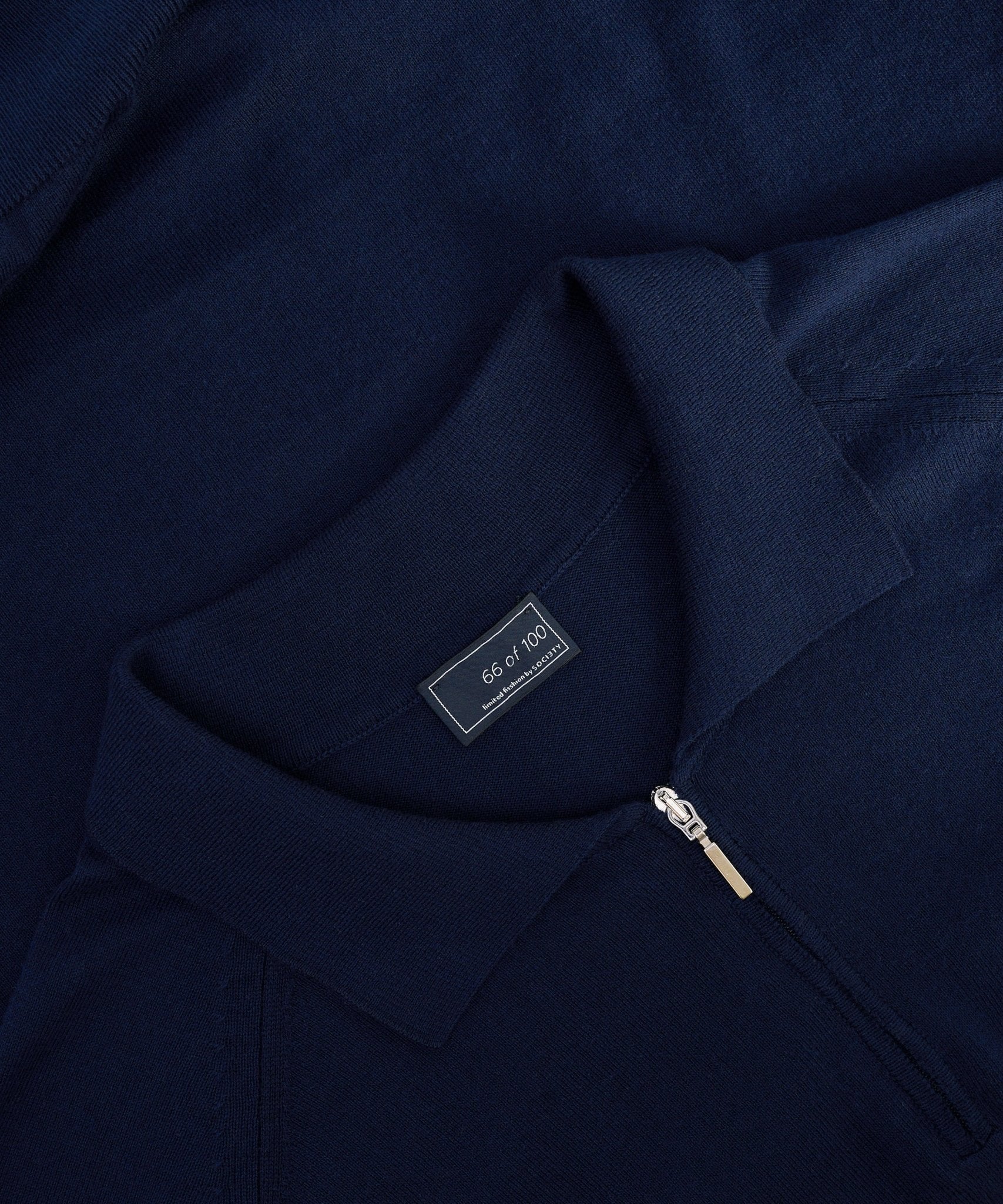 SOCI3TY Long sleeve raglan zip polo katoen donkerblauw - THE SOCIETY SHOP