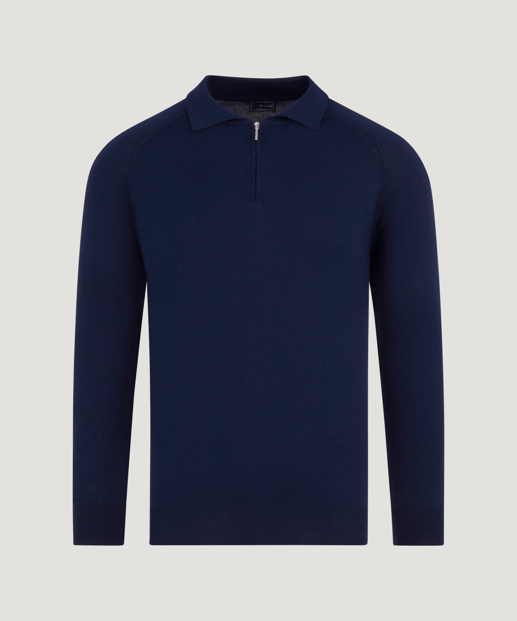 SOCI3TY Long sleeve raglan zip polo katoen donkerblauw - THE SOCIETY SHOP