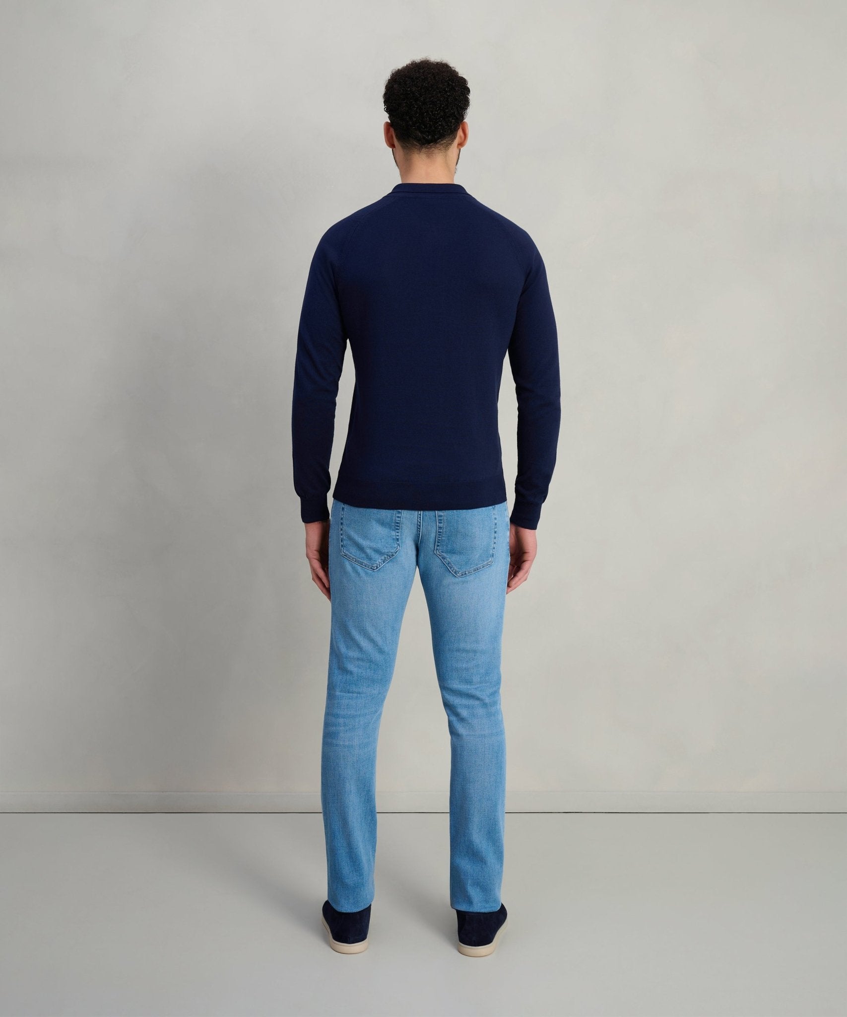 SOCI3TY Long sleeve raglan zip polo katoen donkerblauw - THE SOCIETY SHOP