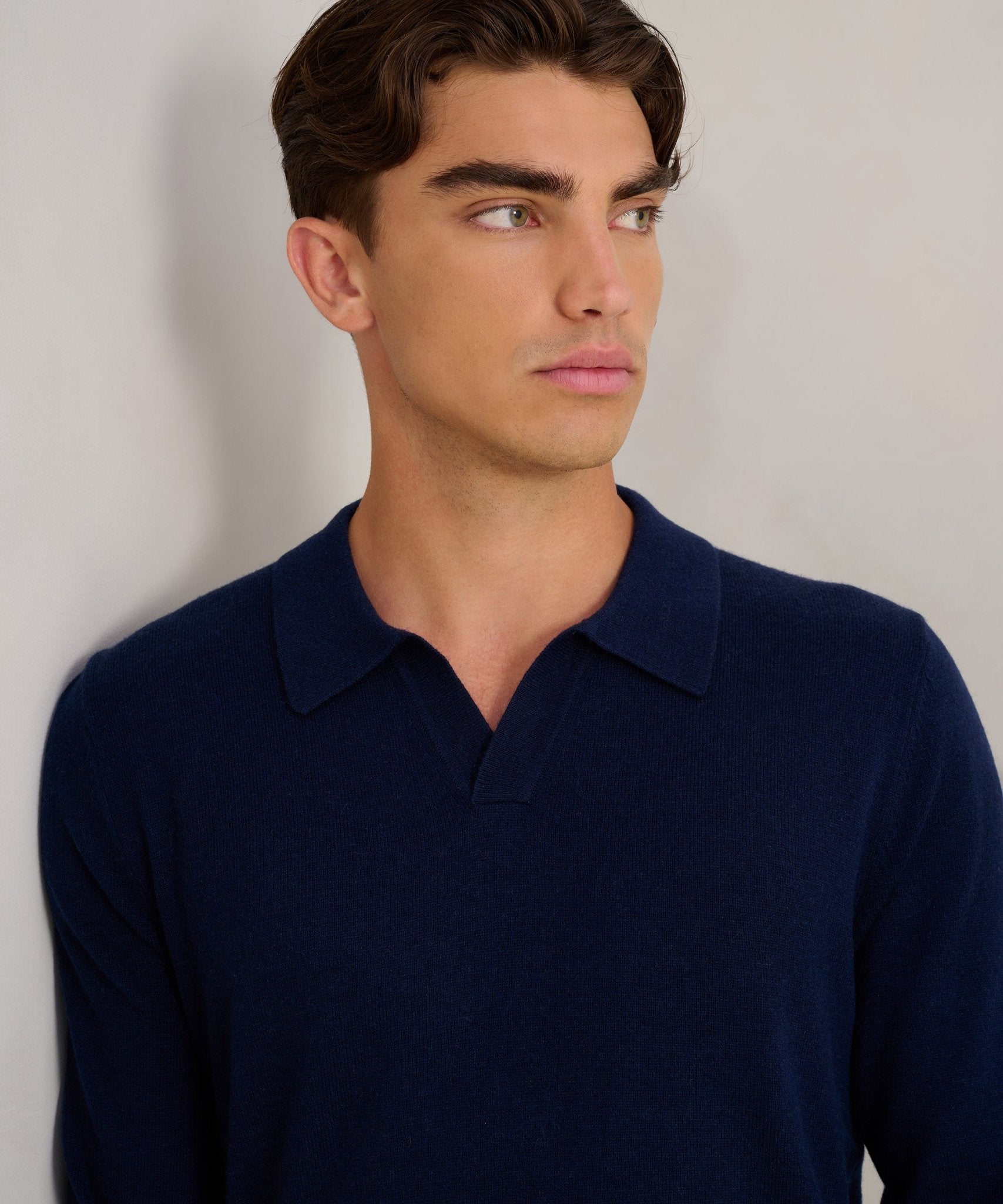SOCI3TY Limited Long sleeve Riviera buttonless polo donkerblauw - THE SOCIETY SHOP