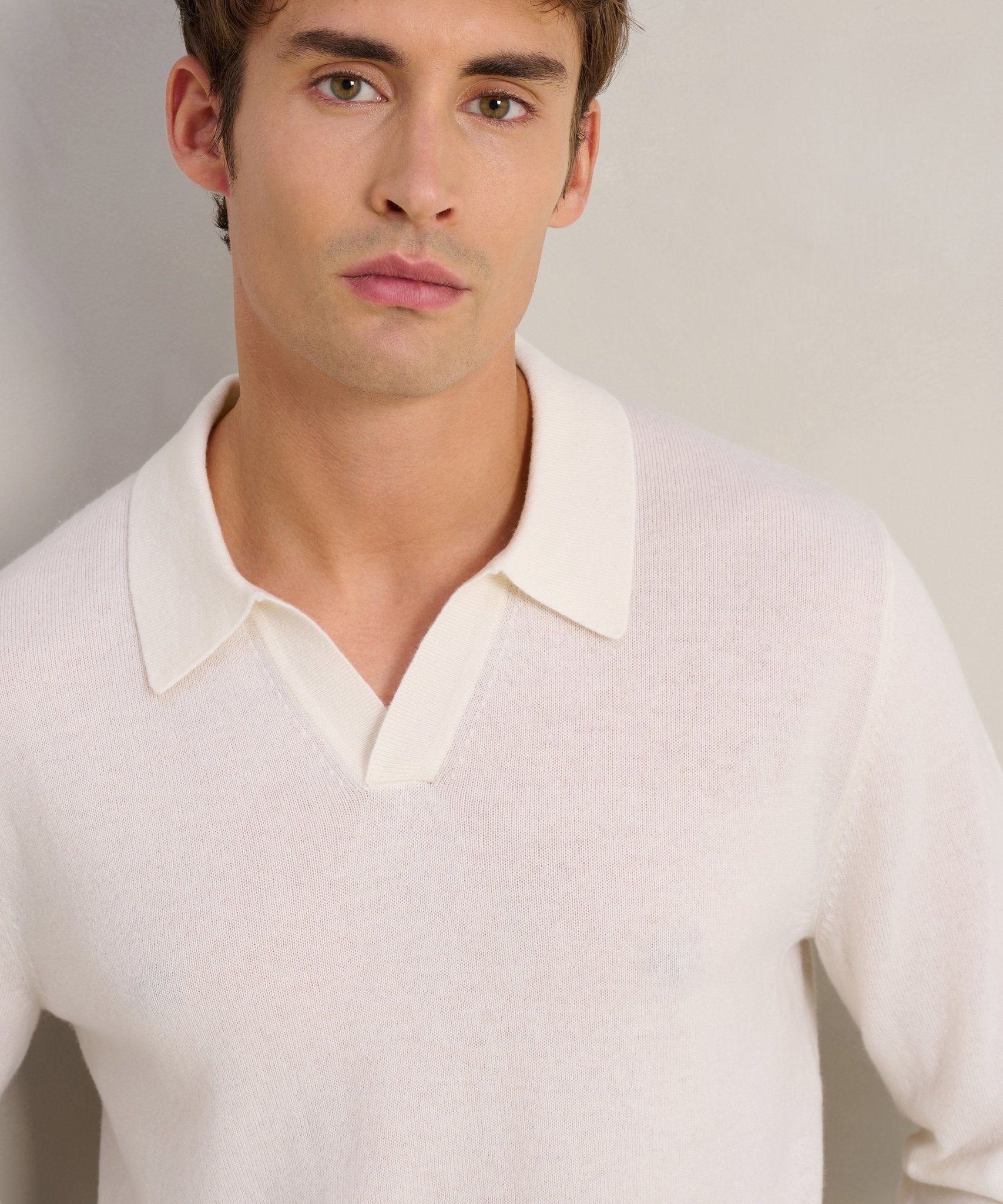 SOCI3TY Limited Long sleeve Riviera buttonless polo off - white - THE SOCIETY SHOP