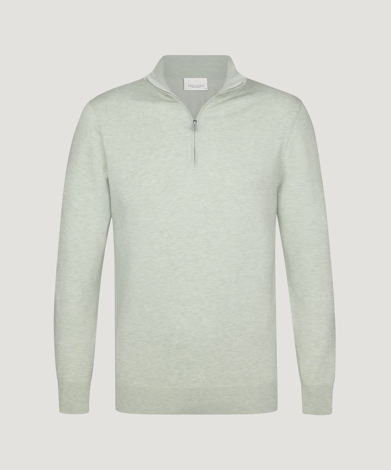 Profuomo Luxury basic half - zip trui lichtgroen - THE SOCIETY SHOP