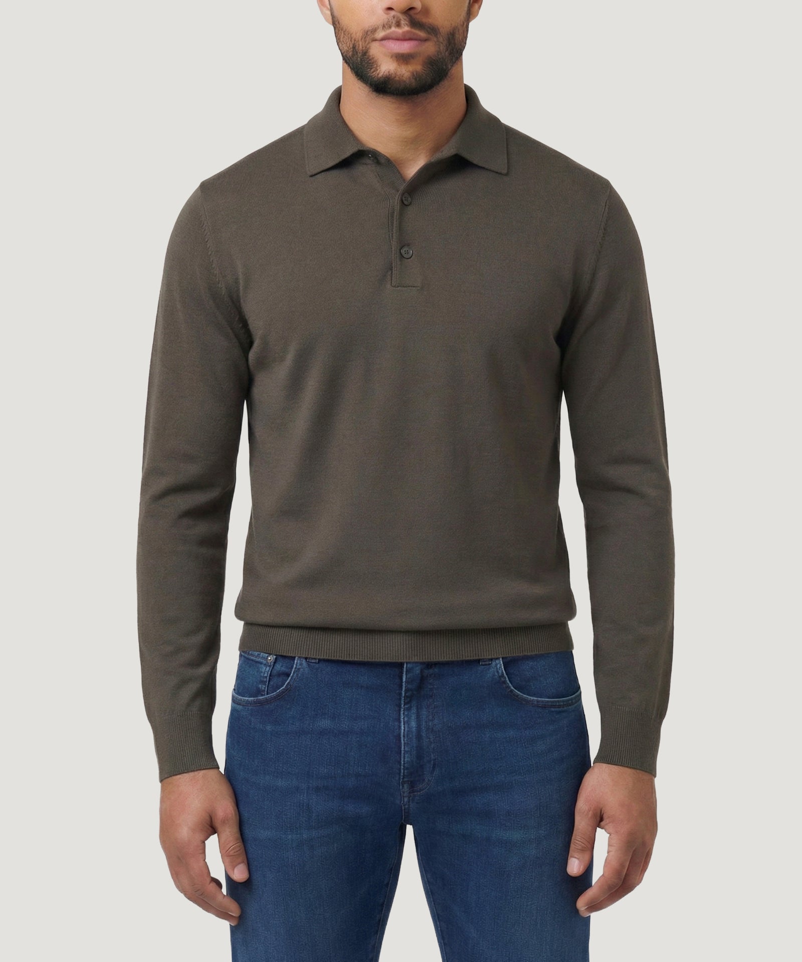 Profuomo Luxury basic one piece polo donkerbruin - THE SOCIETY SHOP