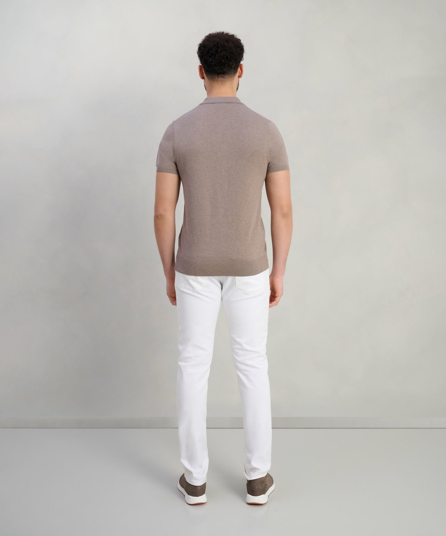 Profuomo Luxury basic polo Tencel/katoen/zijde bruin - The Society Shop