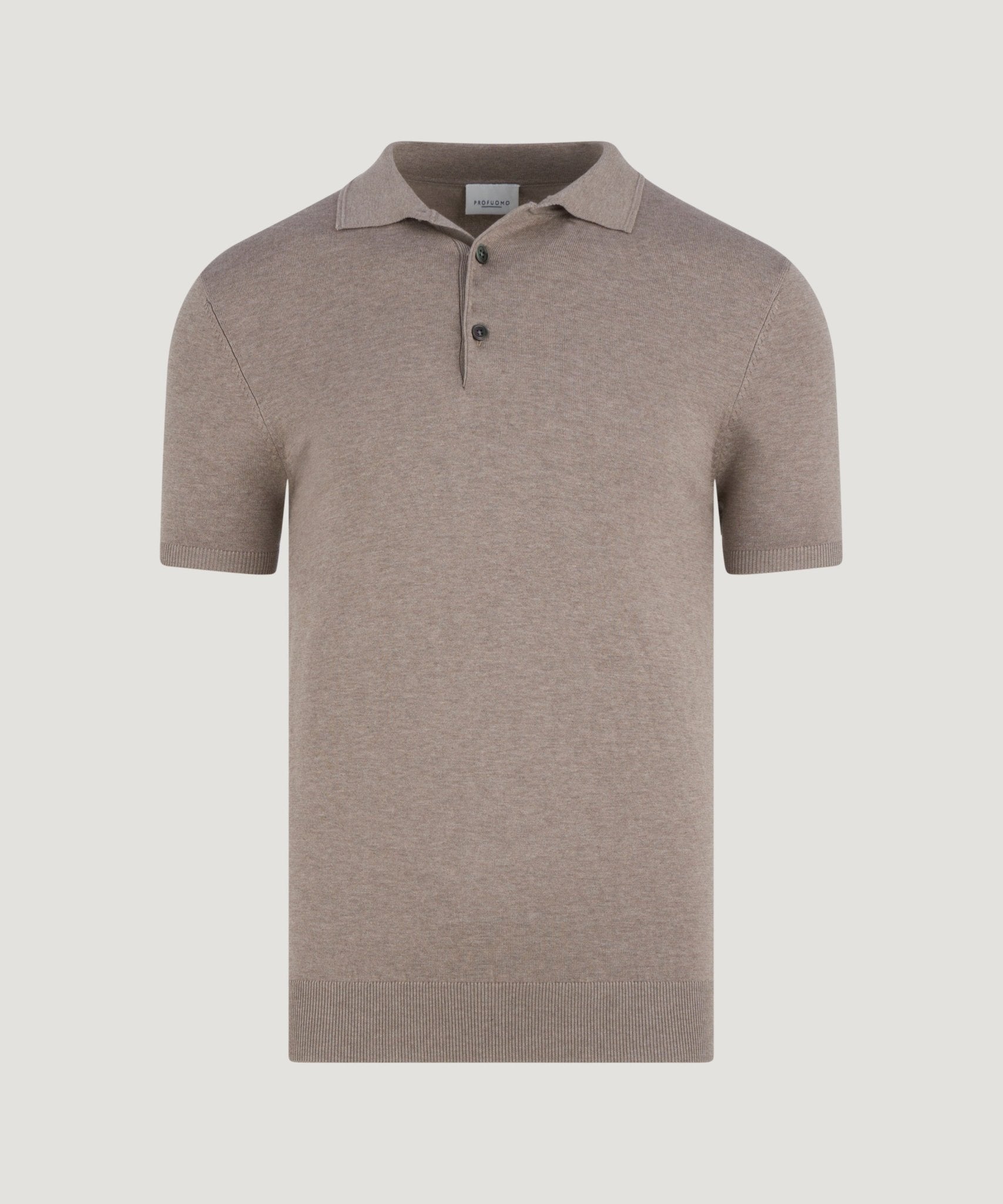 Profuomo Luxury basic polo Tencel/katoen/zijde bruin - The Society Shop