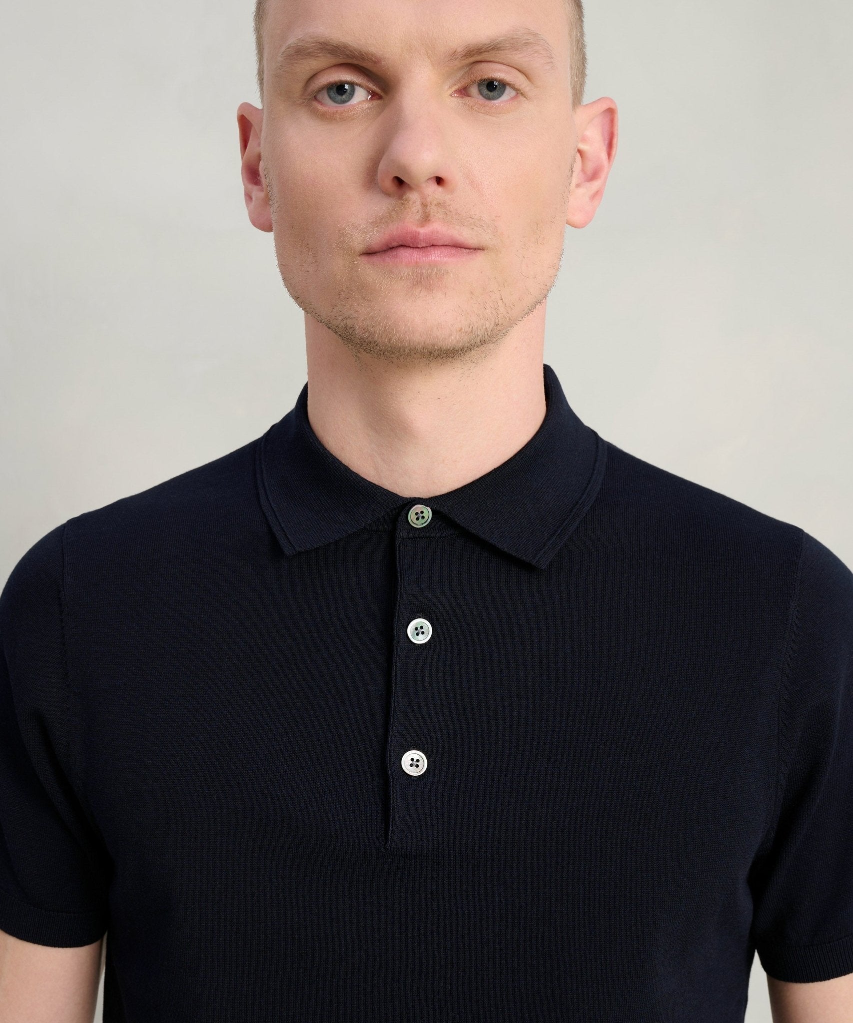 Profuomo Luxury basic polo Tencel/katoen/zijde donkerblauw - THE SOCIETY SHOP