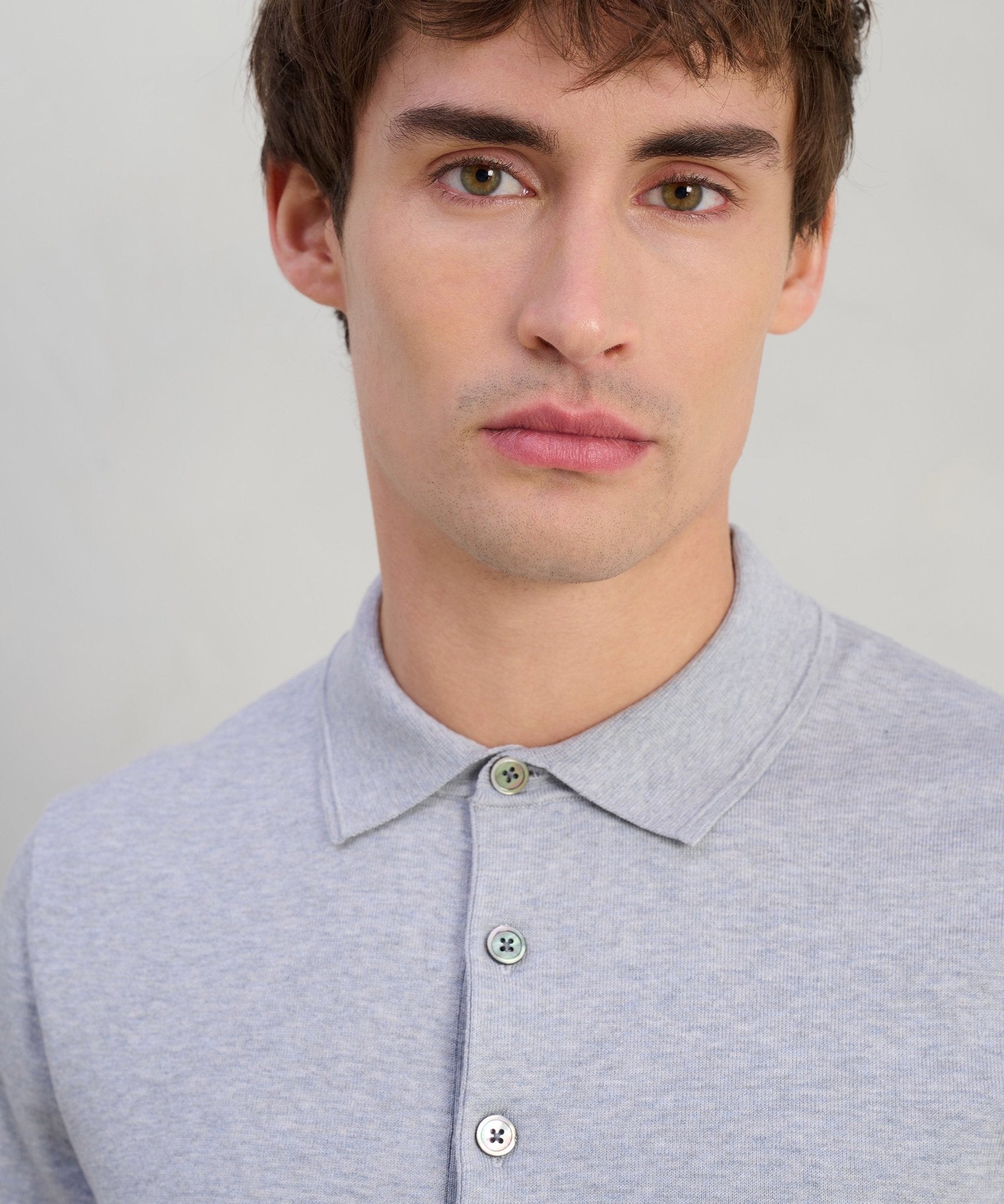 Profuomo Luxury basic polo Tencel/katoen/zijde lichtgrijs - The Society Shop