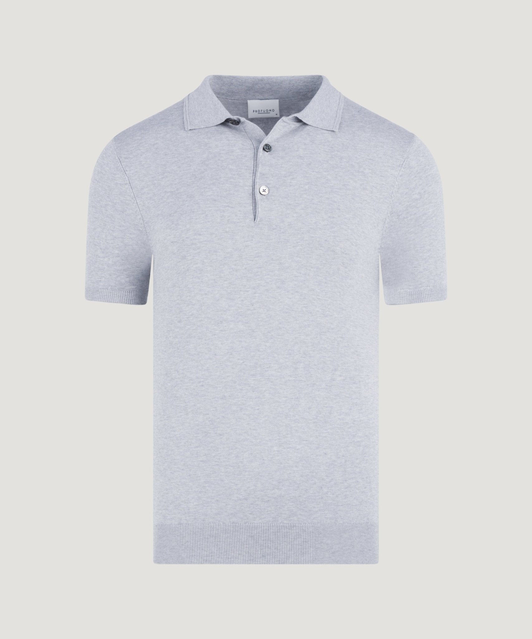Profuomo Luxury basic polo Tencel/katoen/zijde lichtgrijs - The Society Shop