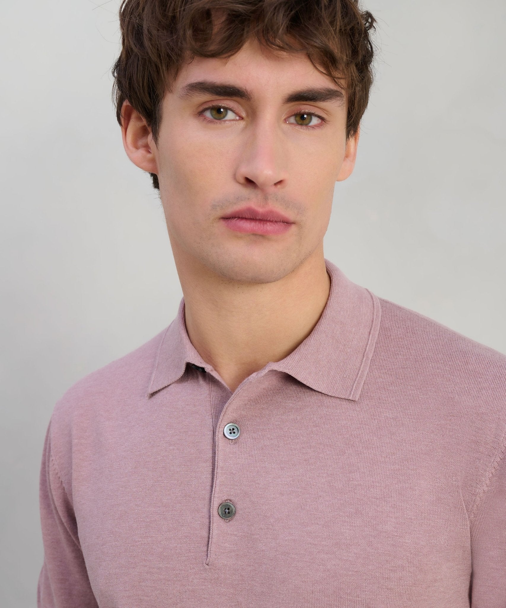 Profuomo Luxury basic polo Tencel/katoen/zijde roze - The Society Shop