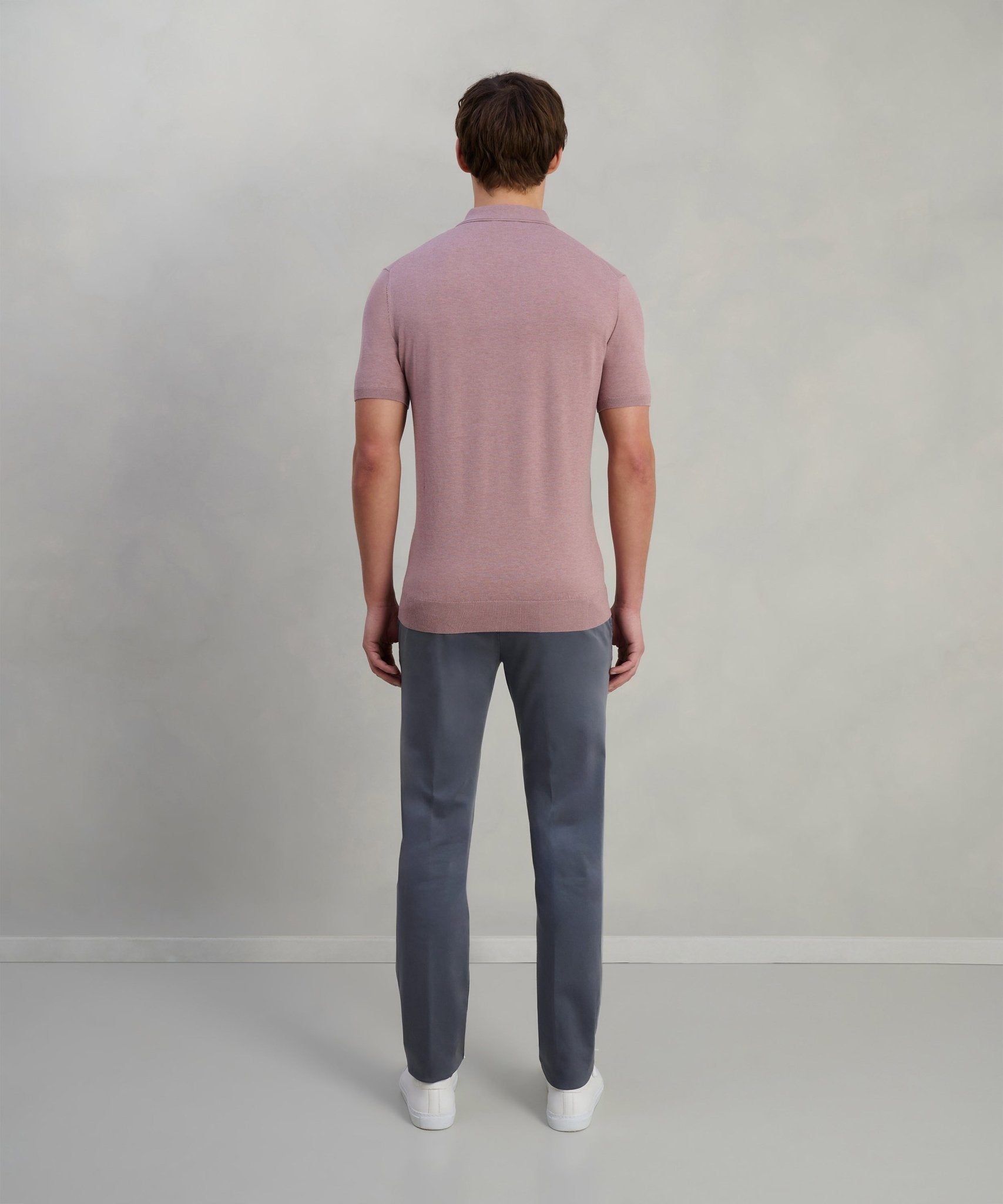 Profuomo Luxury basic polo Tencel/katoen/zijde roze - The Society Shop