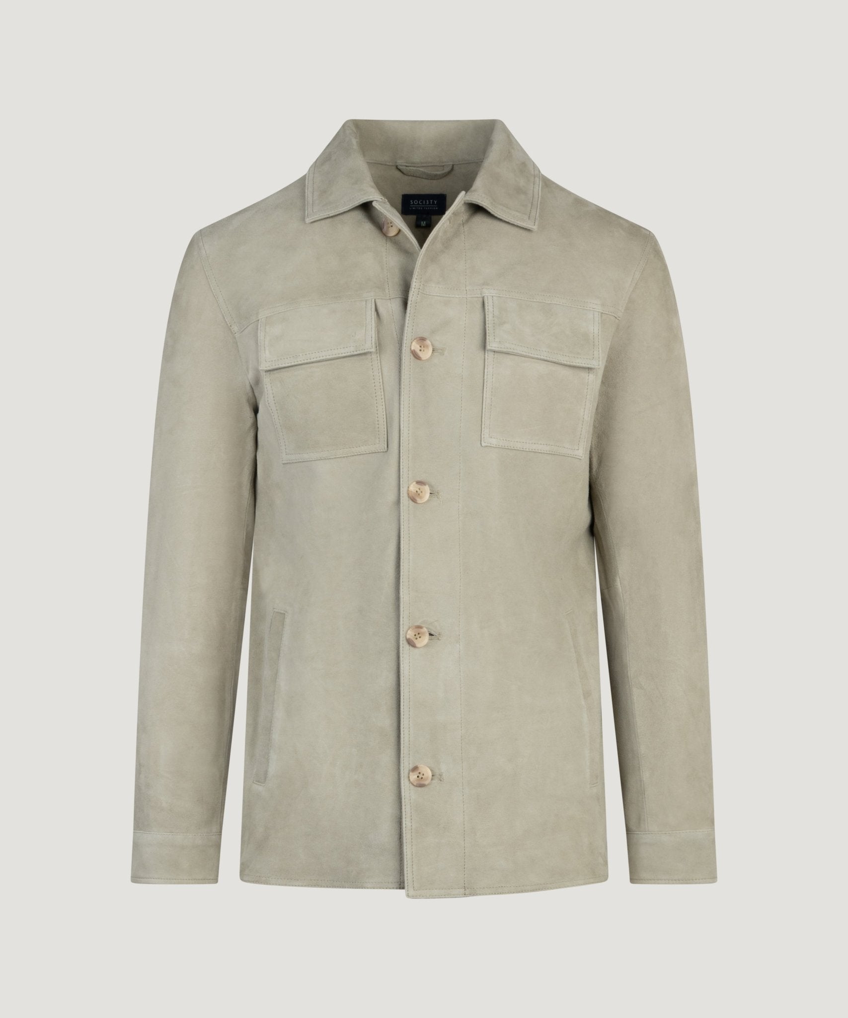 SOCI3TY Limited Fashion Mex overshirt suède bamboegroen - THE SOCIETY SHOP