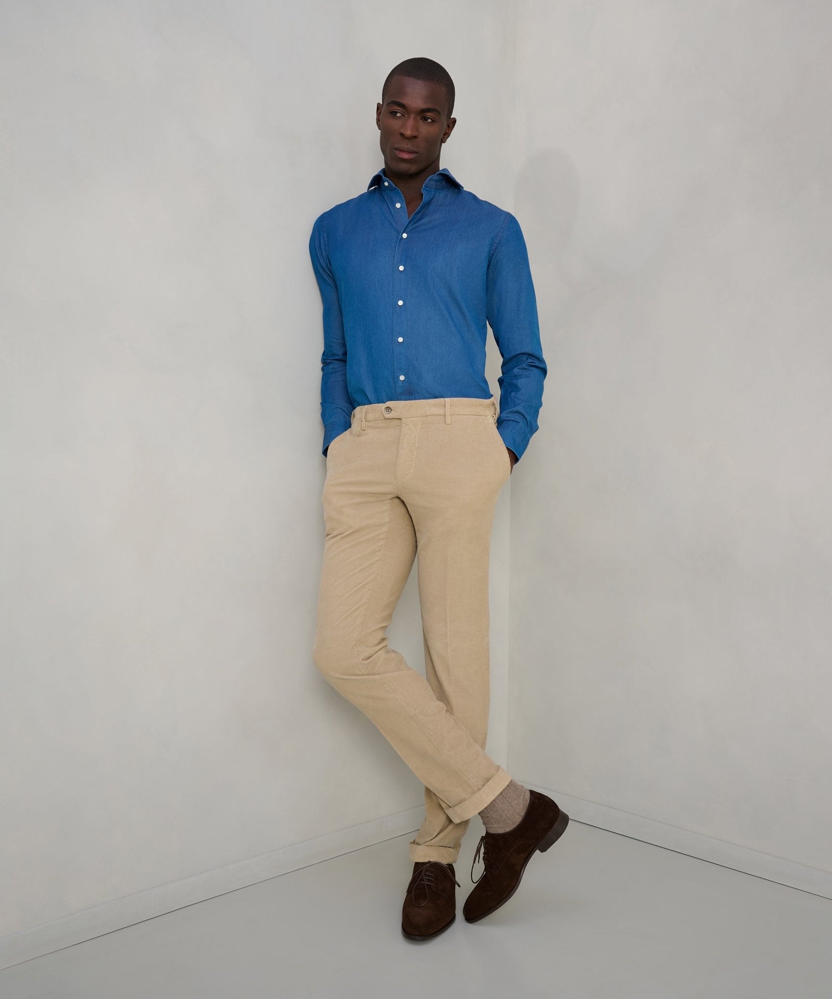 Mason's New York style chino gewassen katoen corduroy stretch beige - THE SOCIETY SHOP