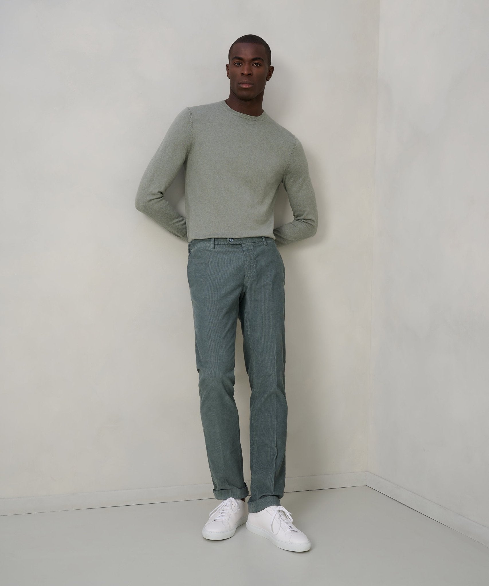 Mason's New York style chino gewassen katoen corduroy stretch donkergroen - THE SOCIETY SHOP