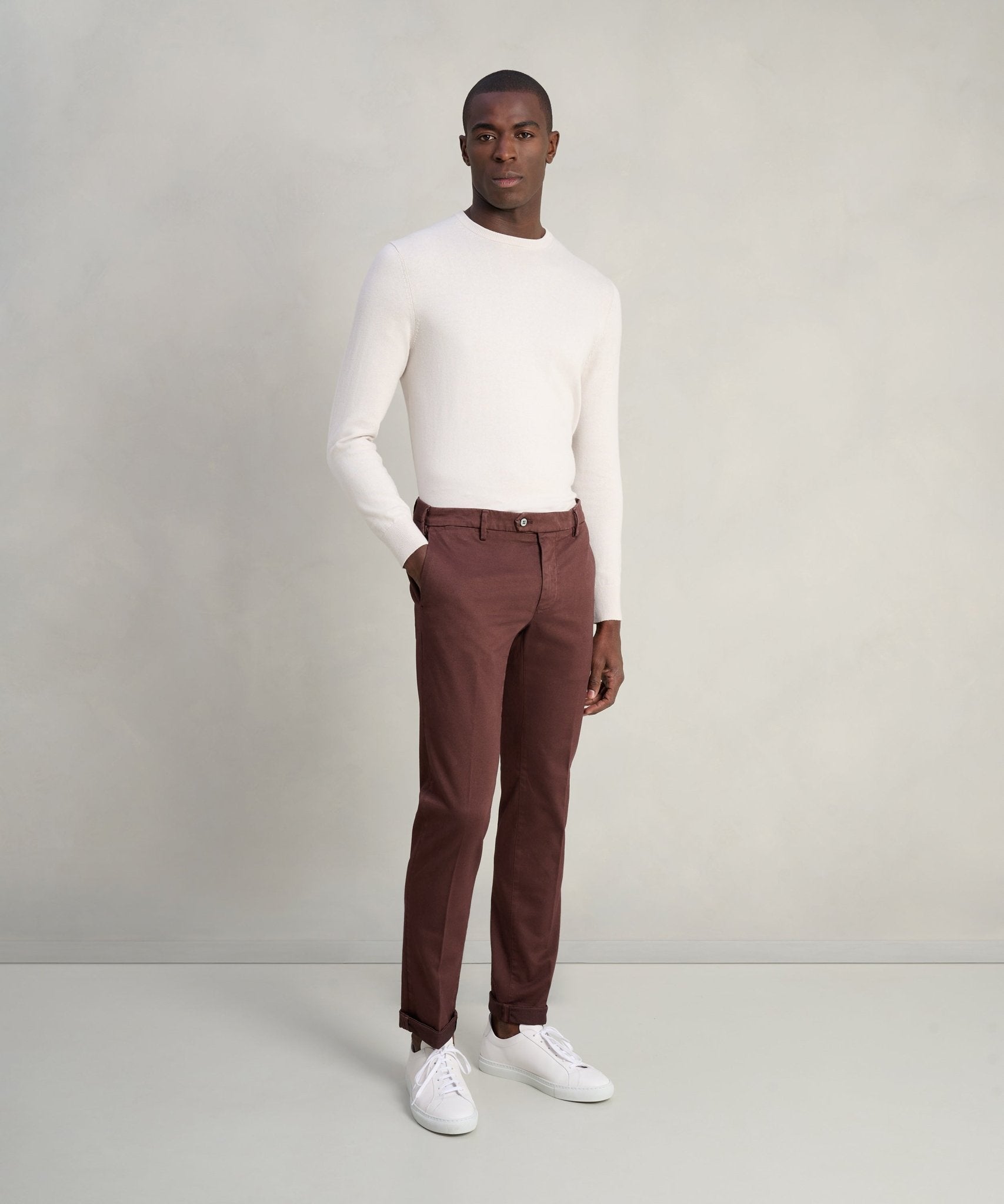 Mason's New York style chino katoen/modal stretch donkerrood - THE SOCIETY SHOP