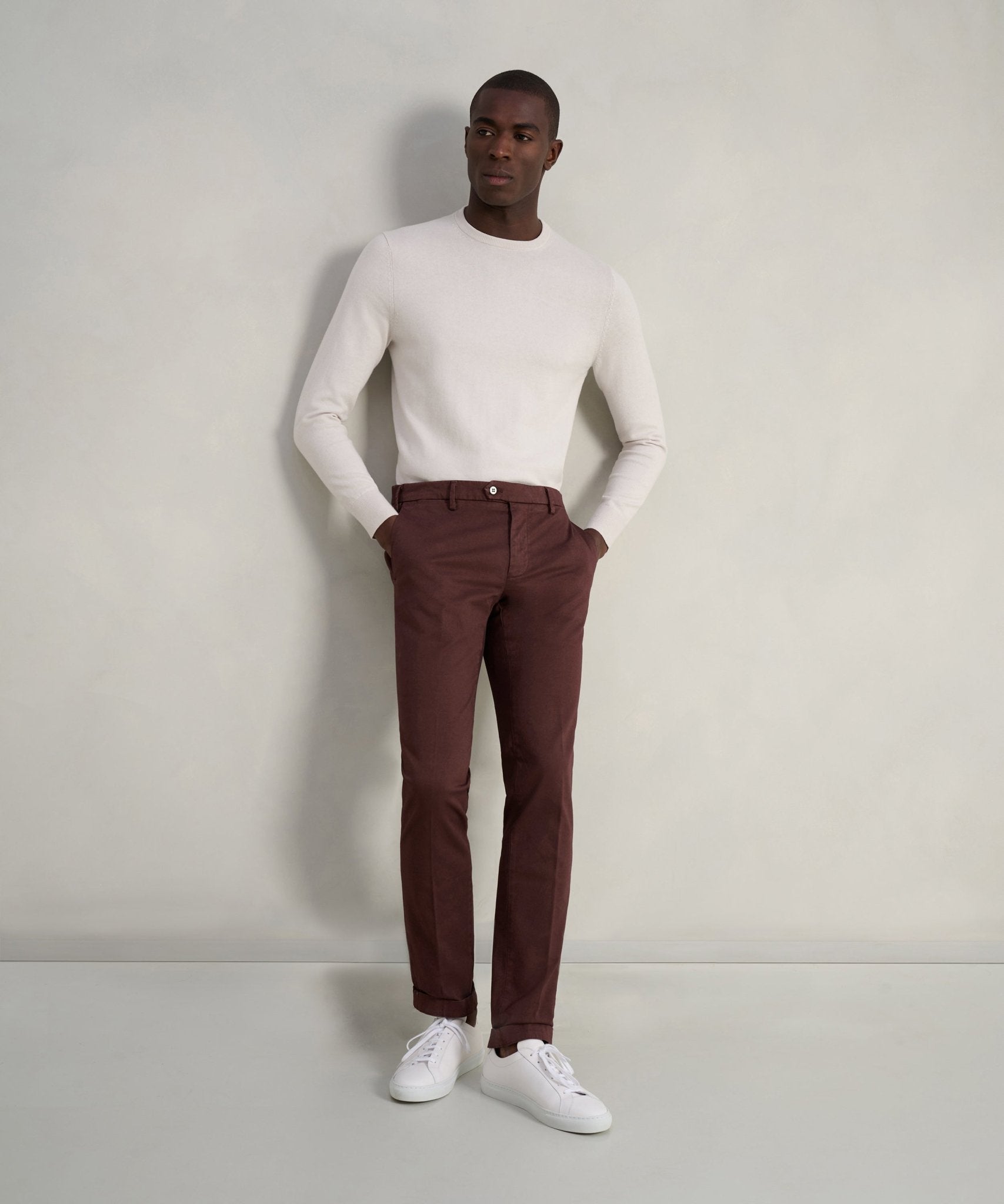 Mason's New York style chino katoen/modal stretch donkerrood - THE SOCIETY SHOP