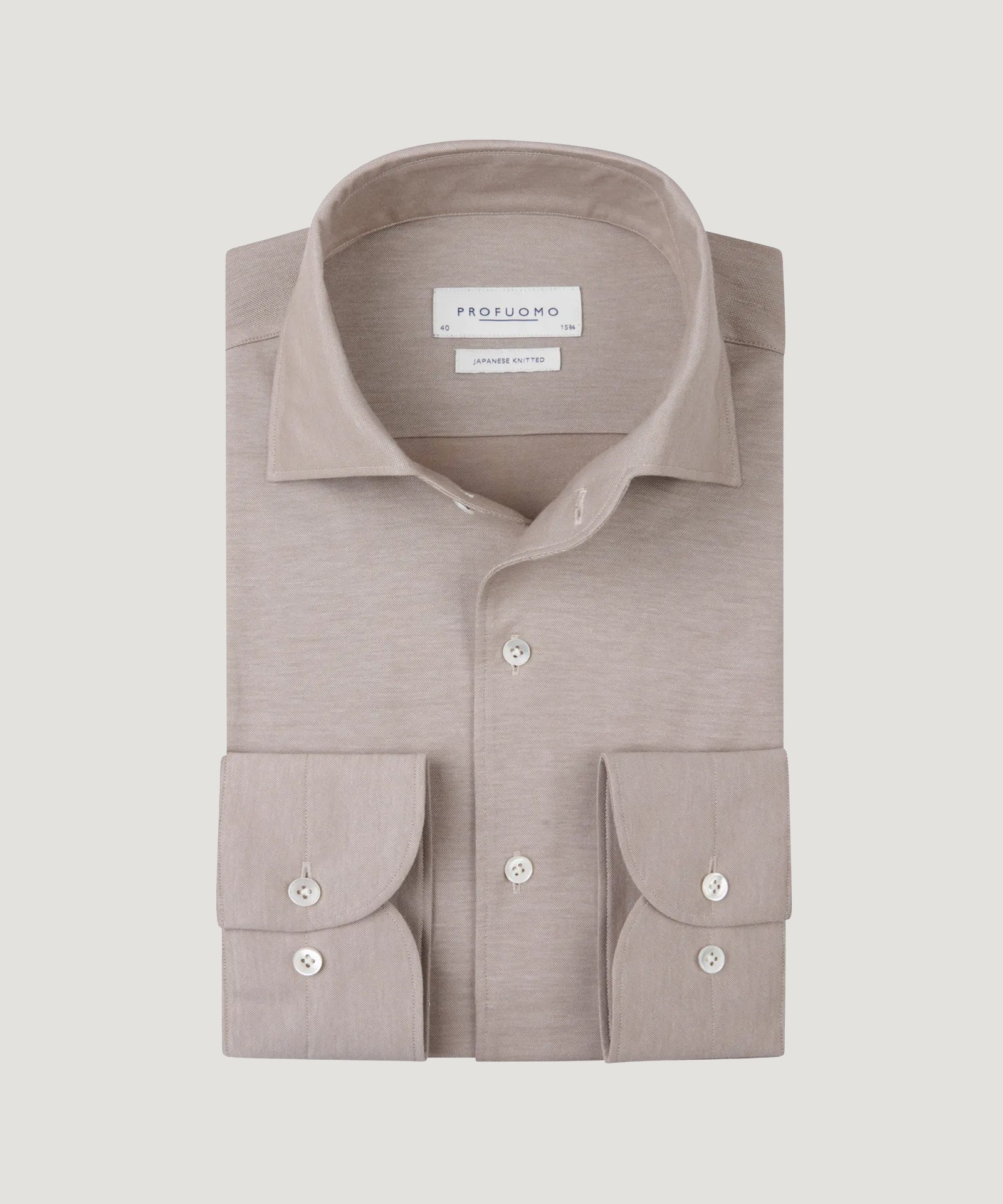 Profuomo One piece Japanese knitted overhemd beige - THE SOCIETY SHOP