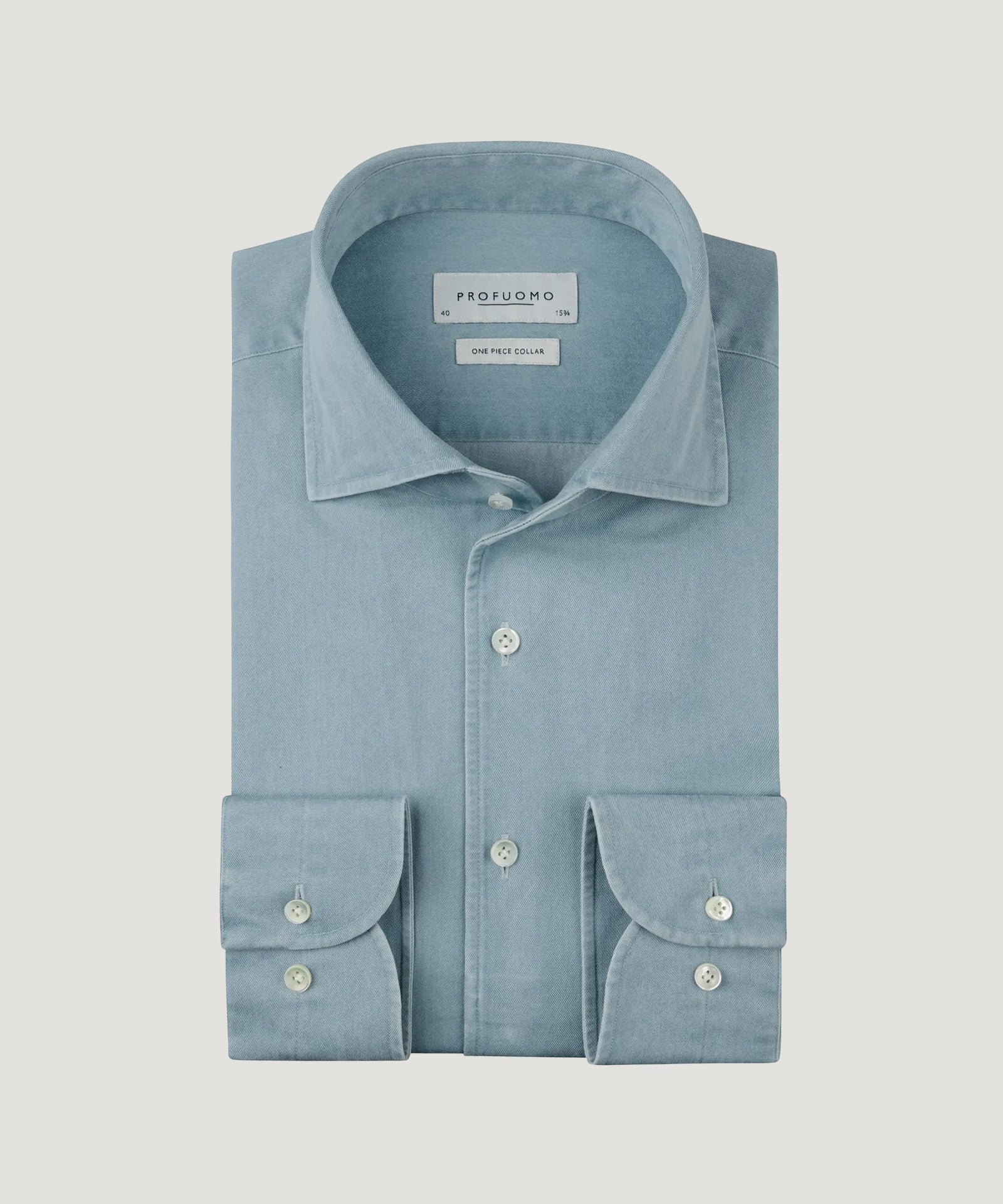 Profuomo One piece overhemd katoen twill indigo - THE SOCIETY SHOP