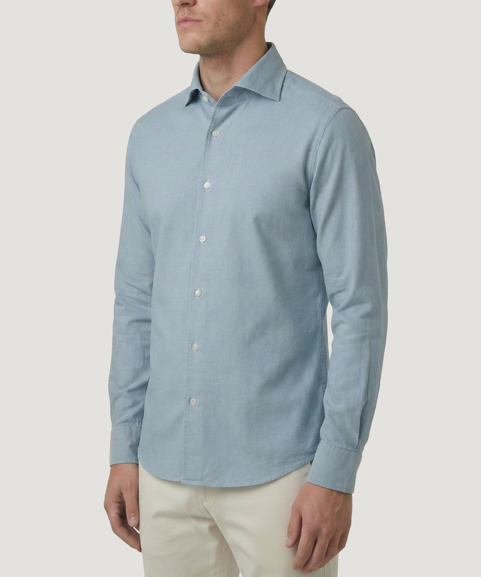 Profuomo One piece overhemd katoen twill indigo - THE SOCIETY SHOP