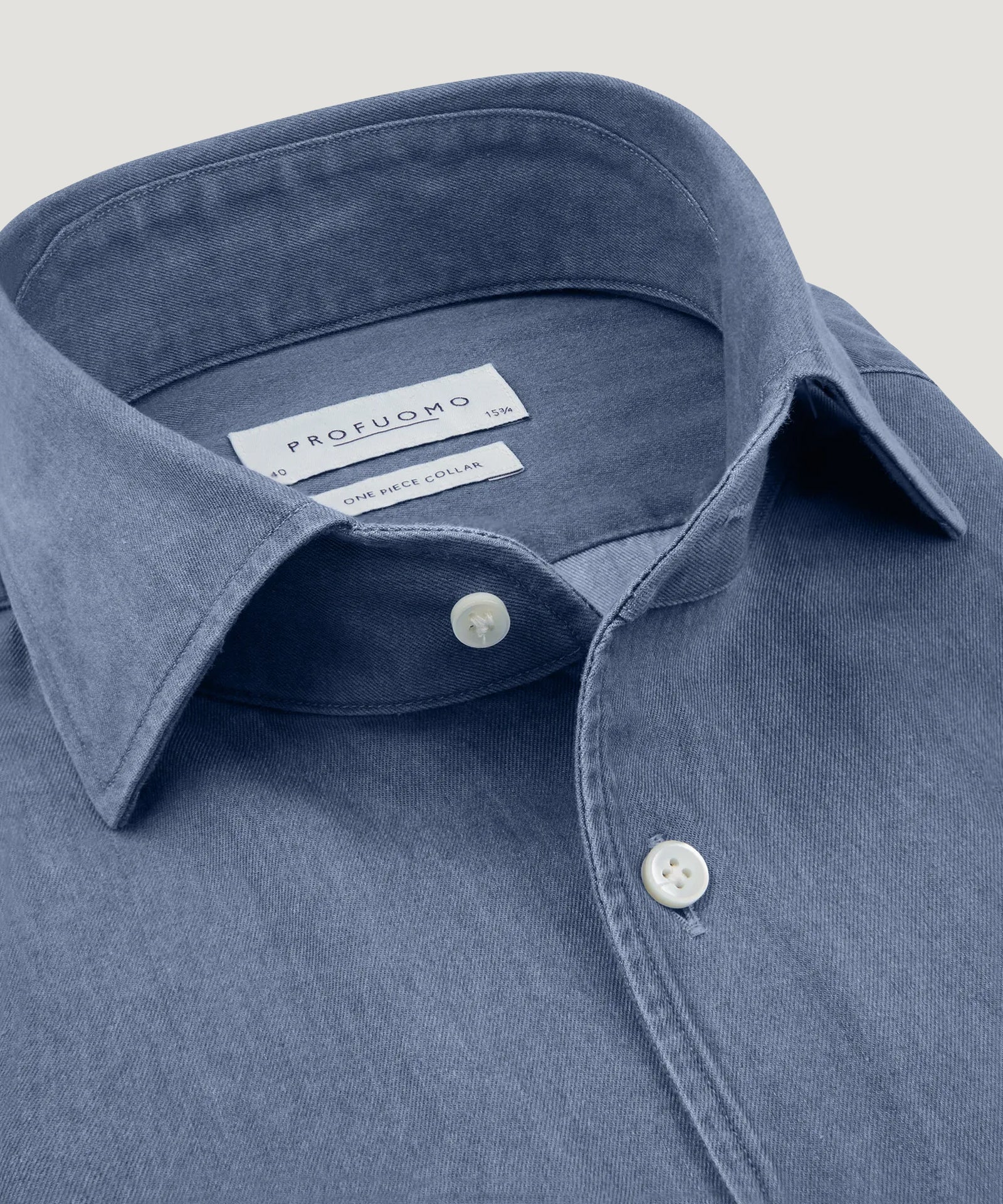 Profuomo One piece overhemd katoen twill middenblauw - THE SOCIETY SHOP