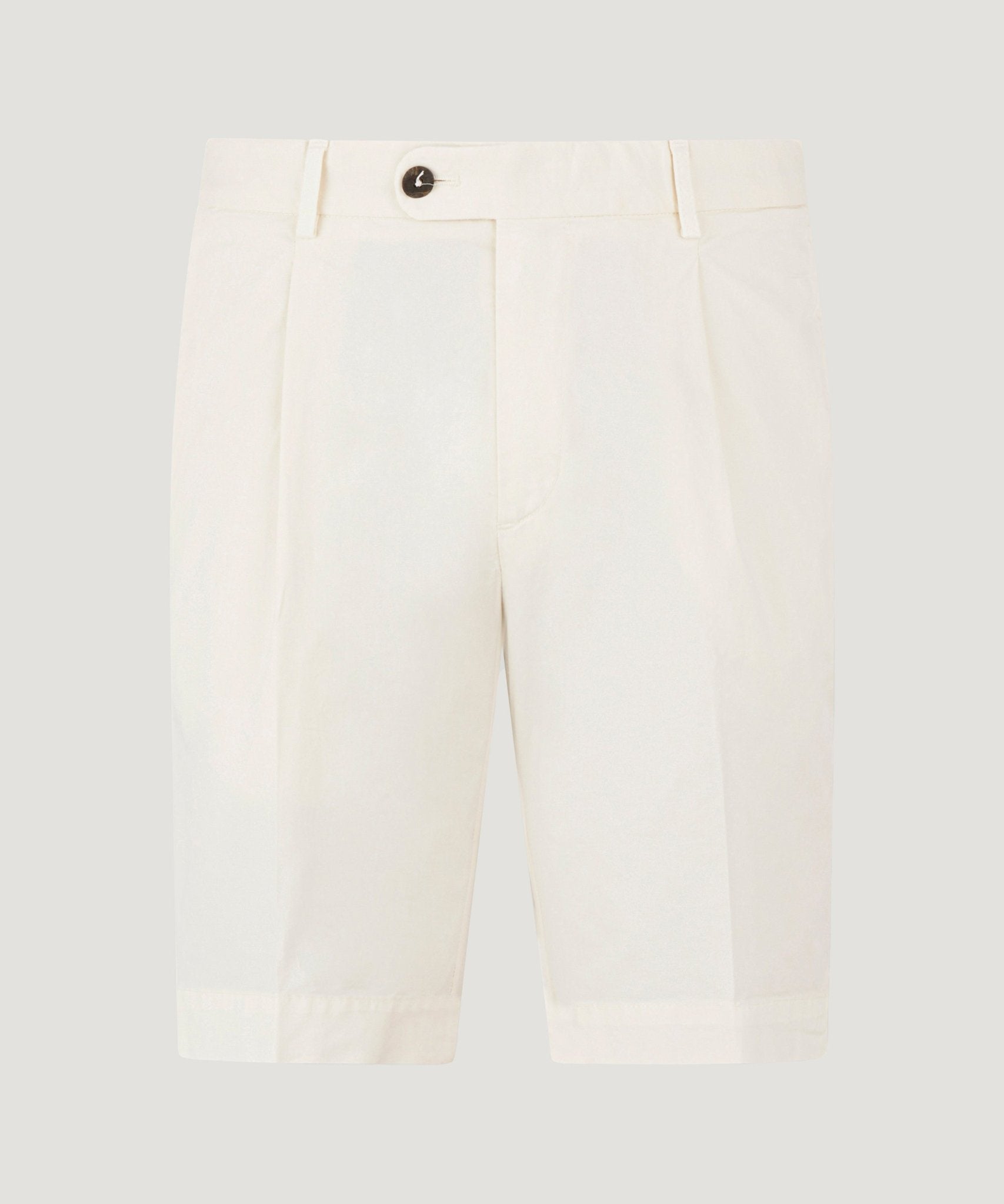 SOCI3TY One pleat shorts garment - dyed katoen stretch off - white - THE SOCIETY SHOP