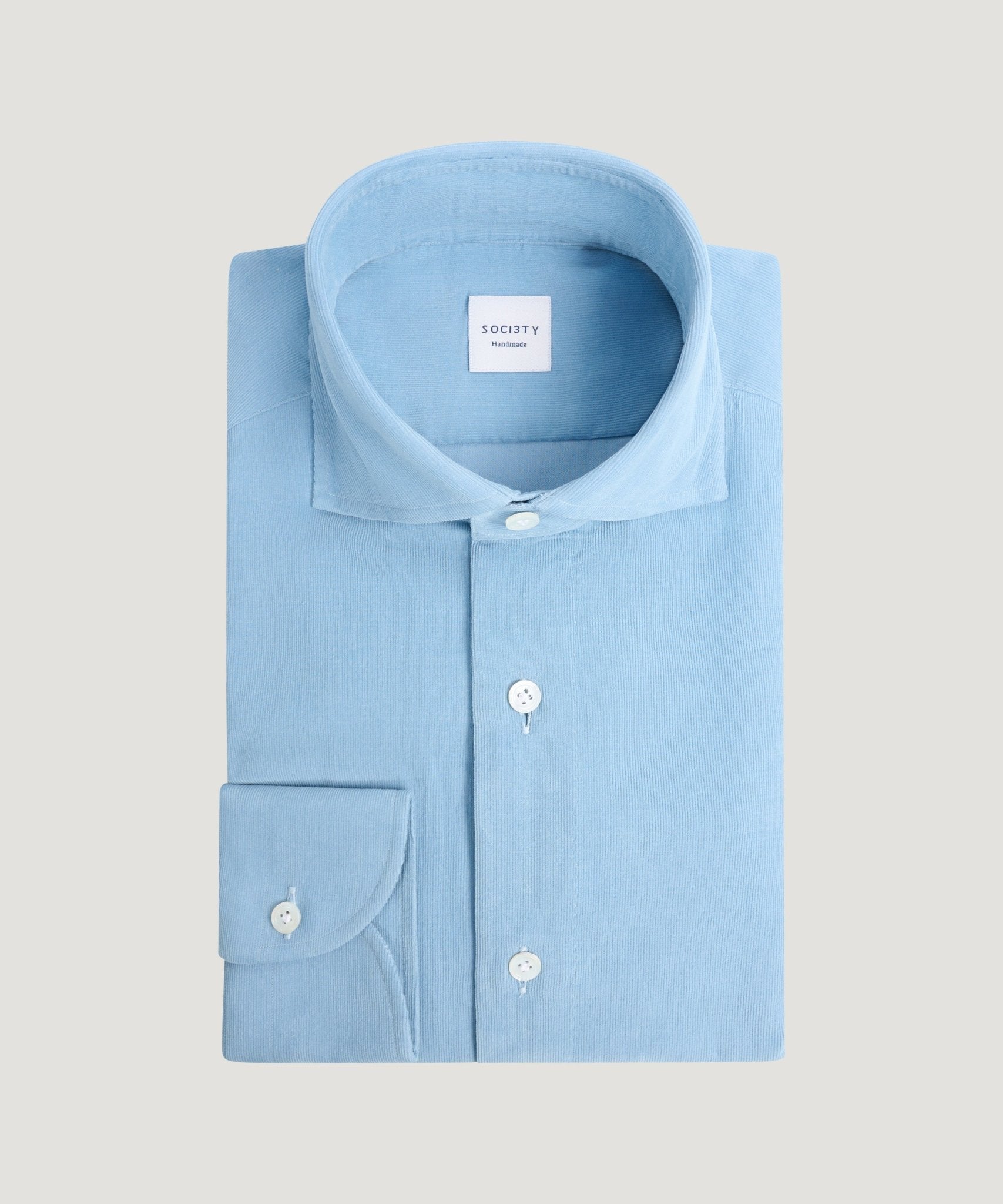 SOCI3TY Handmade Overhemd blauw katoen corduroy lichtblauw - THE SOCIETY SHOP