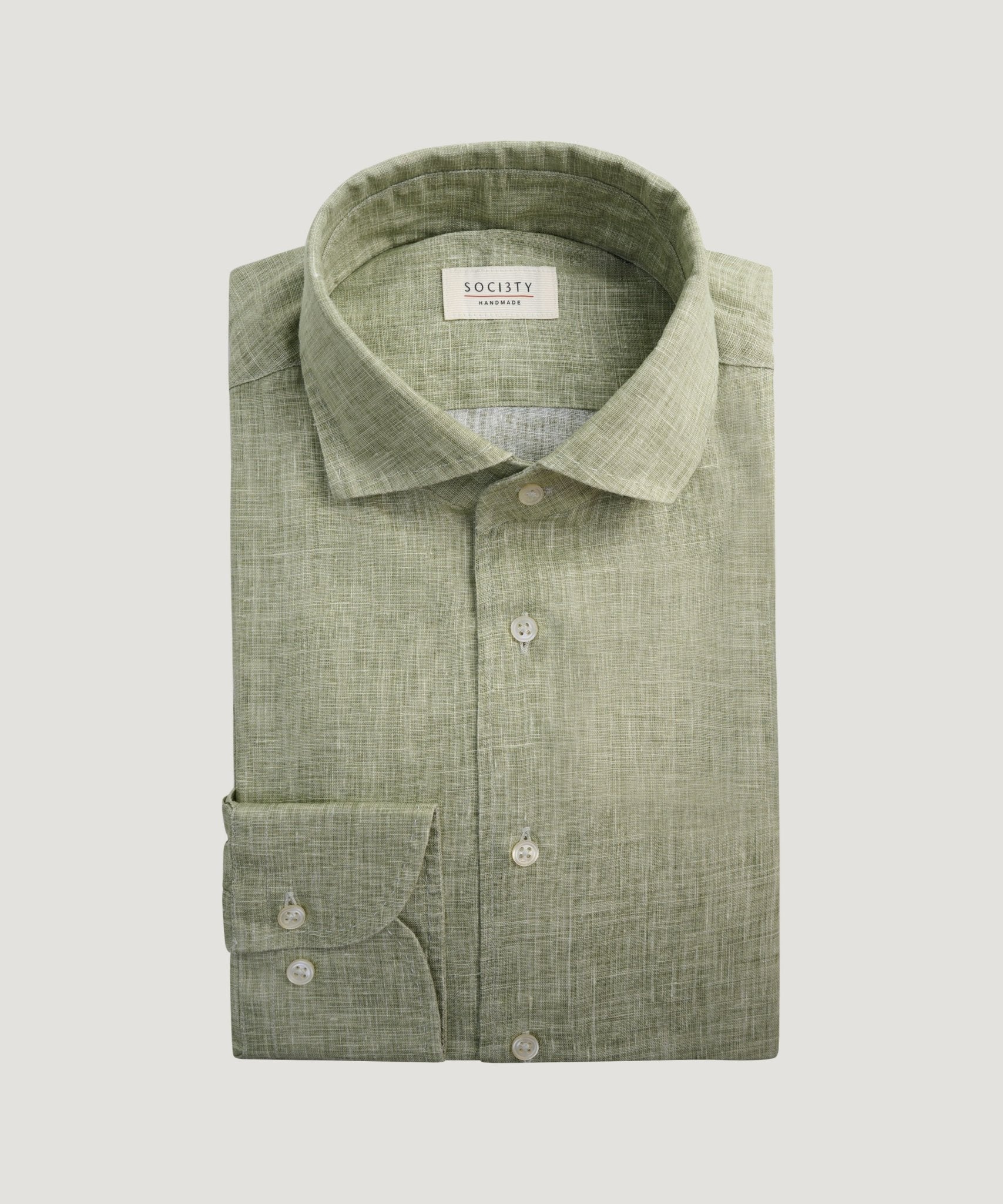 SOCI3TY Handmade Overhemd coated linnen groen (By Canclini) - THE SOCIETY SHOP