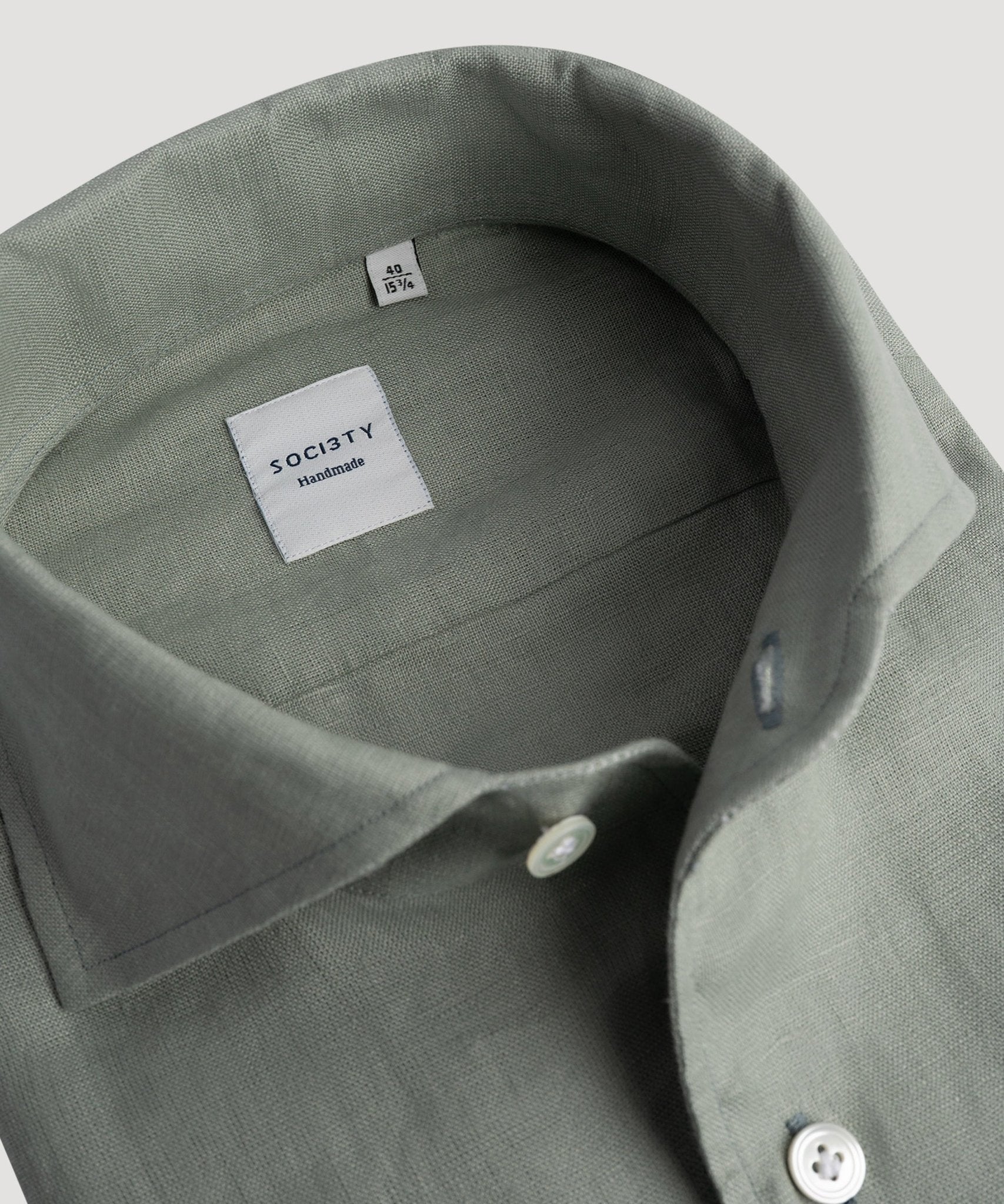 SOCI3TY Handmade Overhemd gewassen linnen lichtgroen - THE SOCIETY SHOP