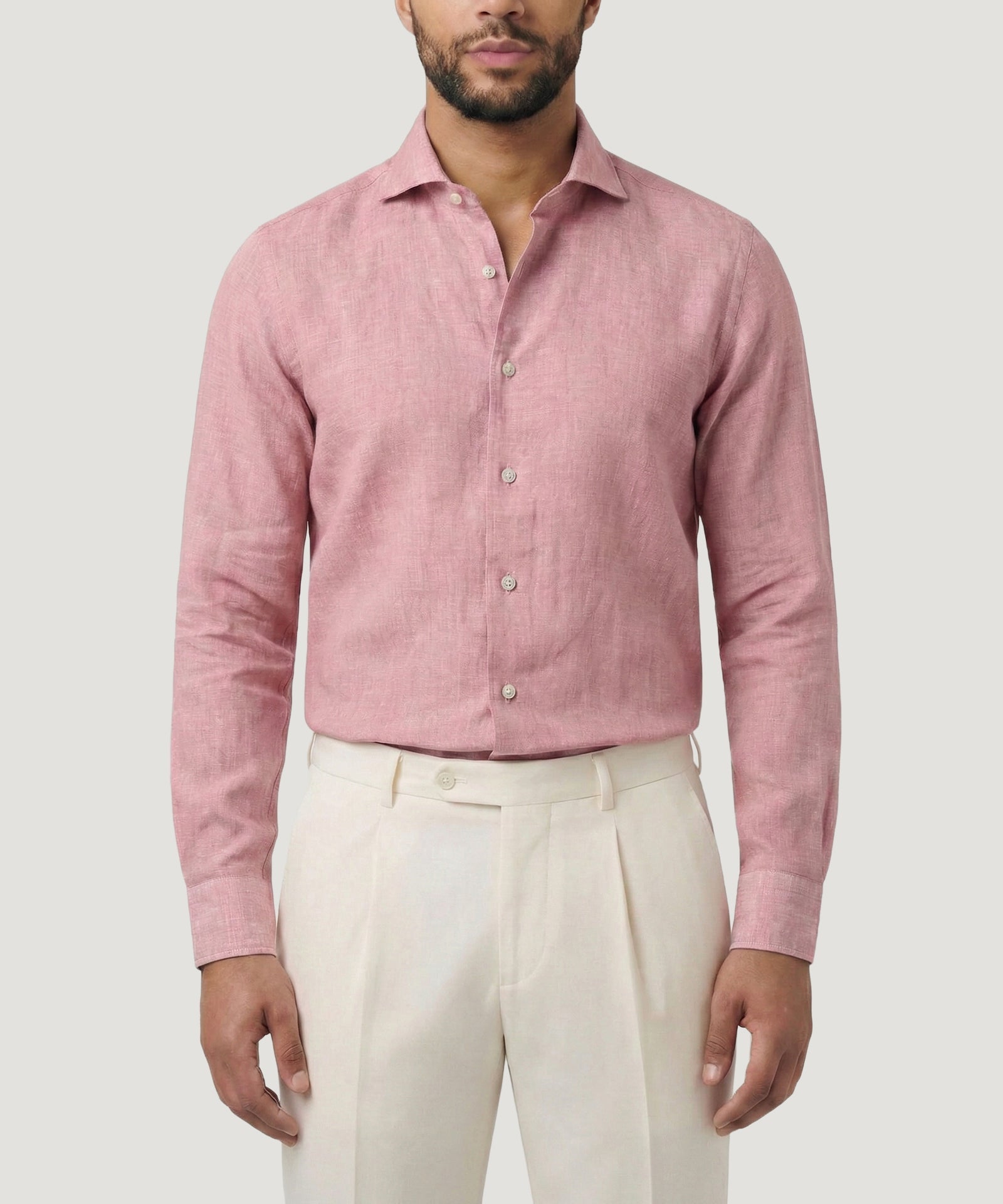 SOCI3TY Handmade Overhemd gewassen linnen roze - THE SOCIETY SHOP