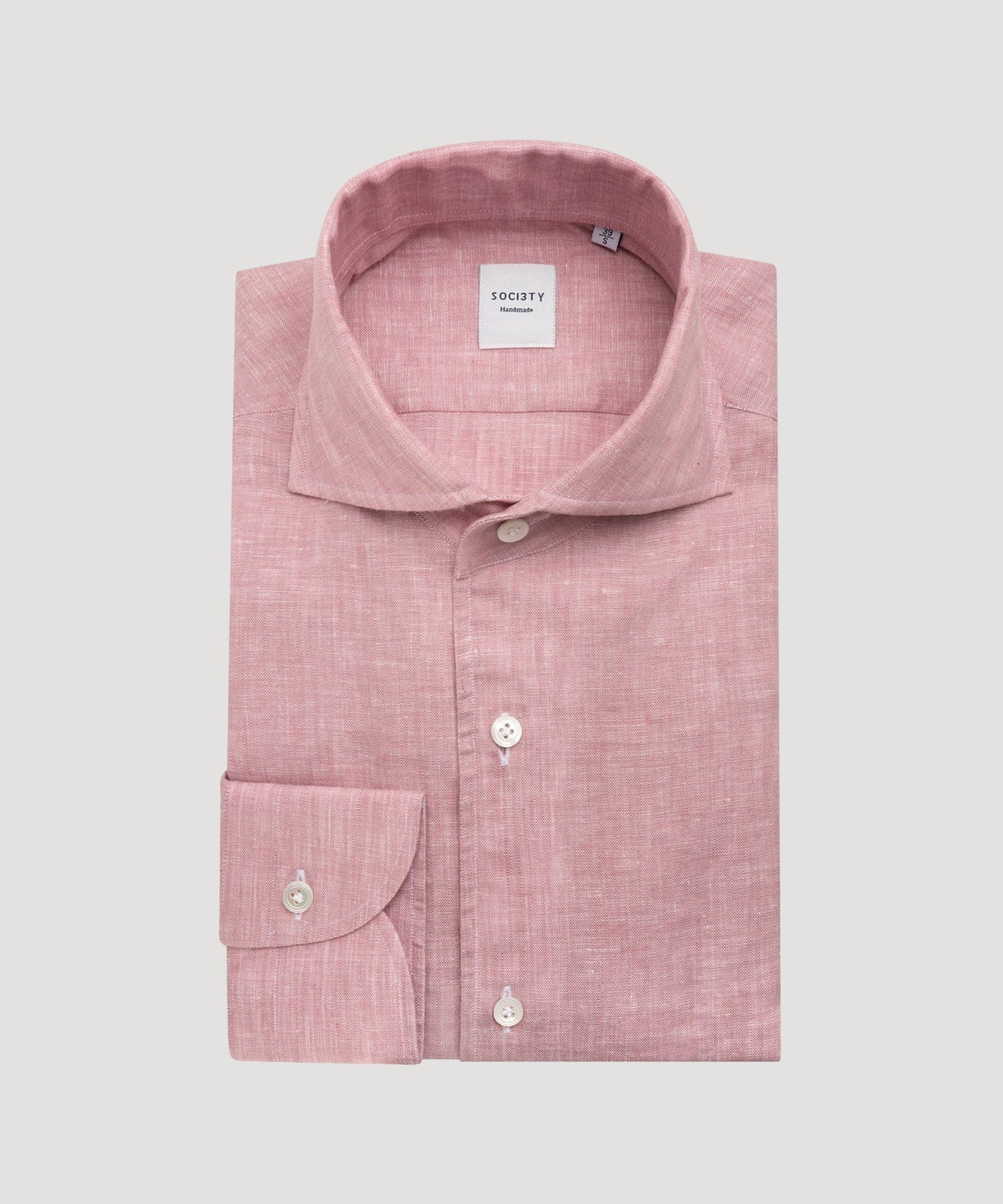 SOCI3TY Handmade Overhemd gewassen linnen roze - THE SOCIETY SHOP