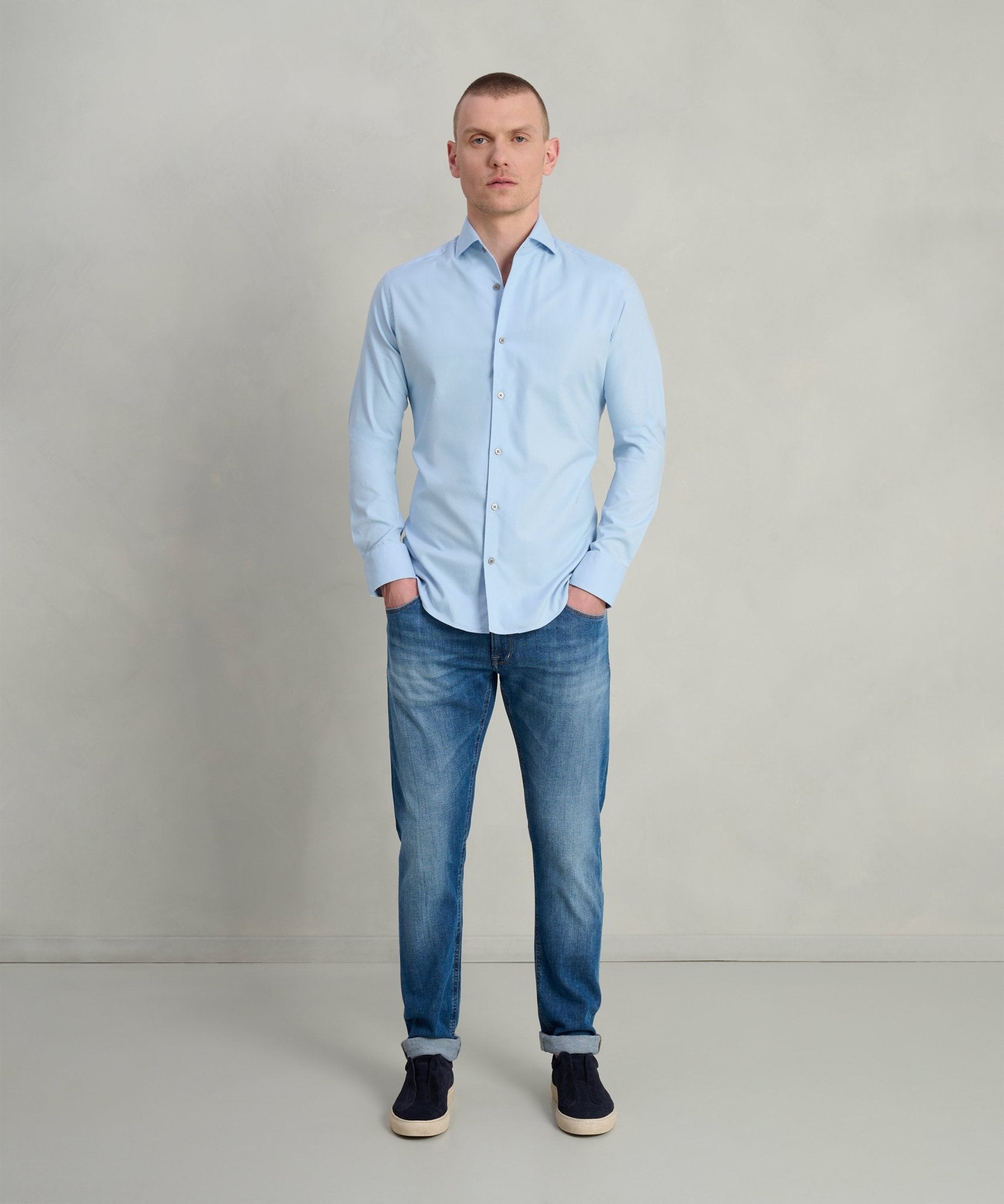 SOCI3TY Overhemd gewassen lyocell lichtblauw - THE SOCIETY SHOP