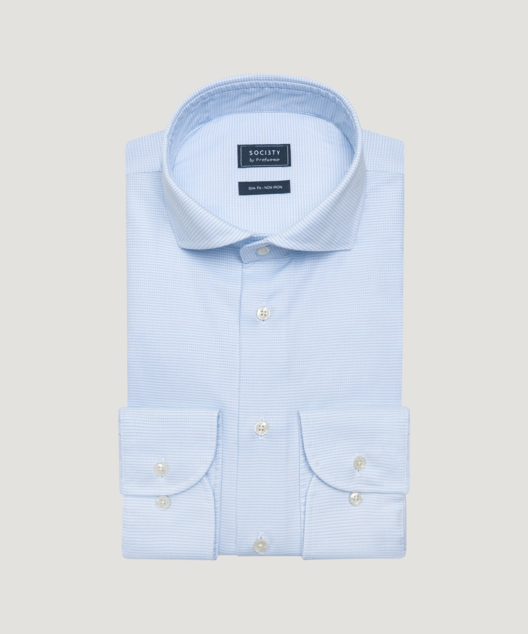 SOCI3TY by Profuomo Overhemd katoen dobby non iron lichtblauw - THE SOCIETY SHOP