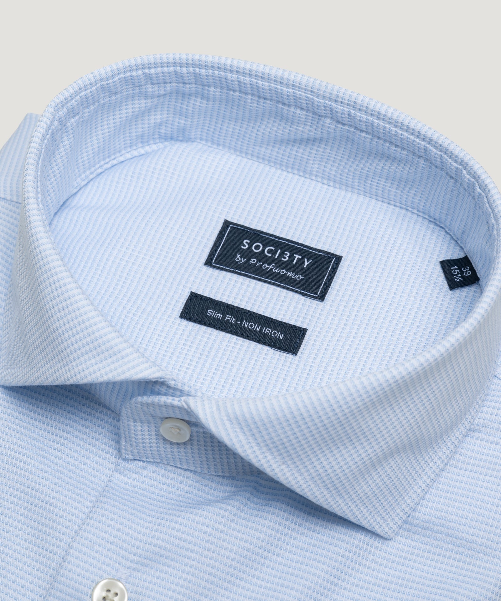 SOCI3TY by Profuomo Overhemd katoen dobby non iron lichtblauw - THE SOCIETY SHOP
