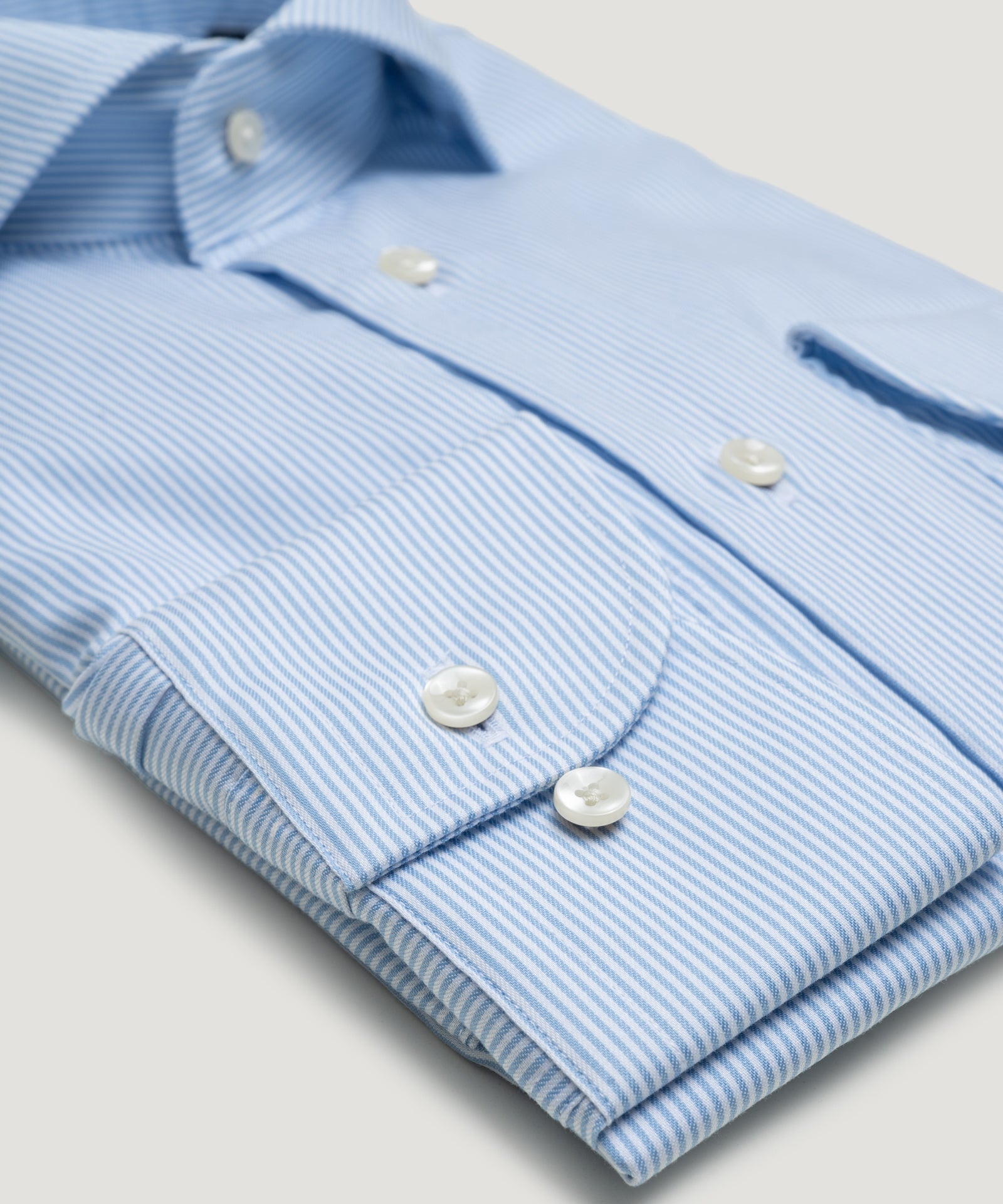 SOCI3TY by Profuomo Overhemd katoen non iron lichtblauw gestreept - THE SOCIETY SHOP