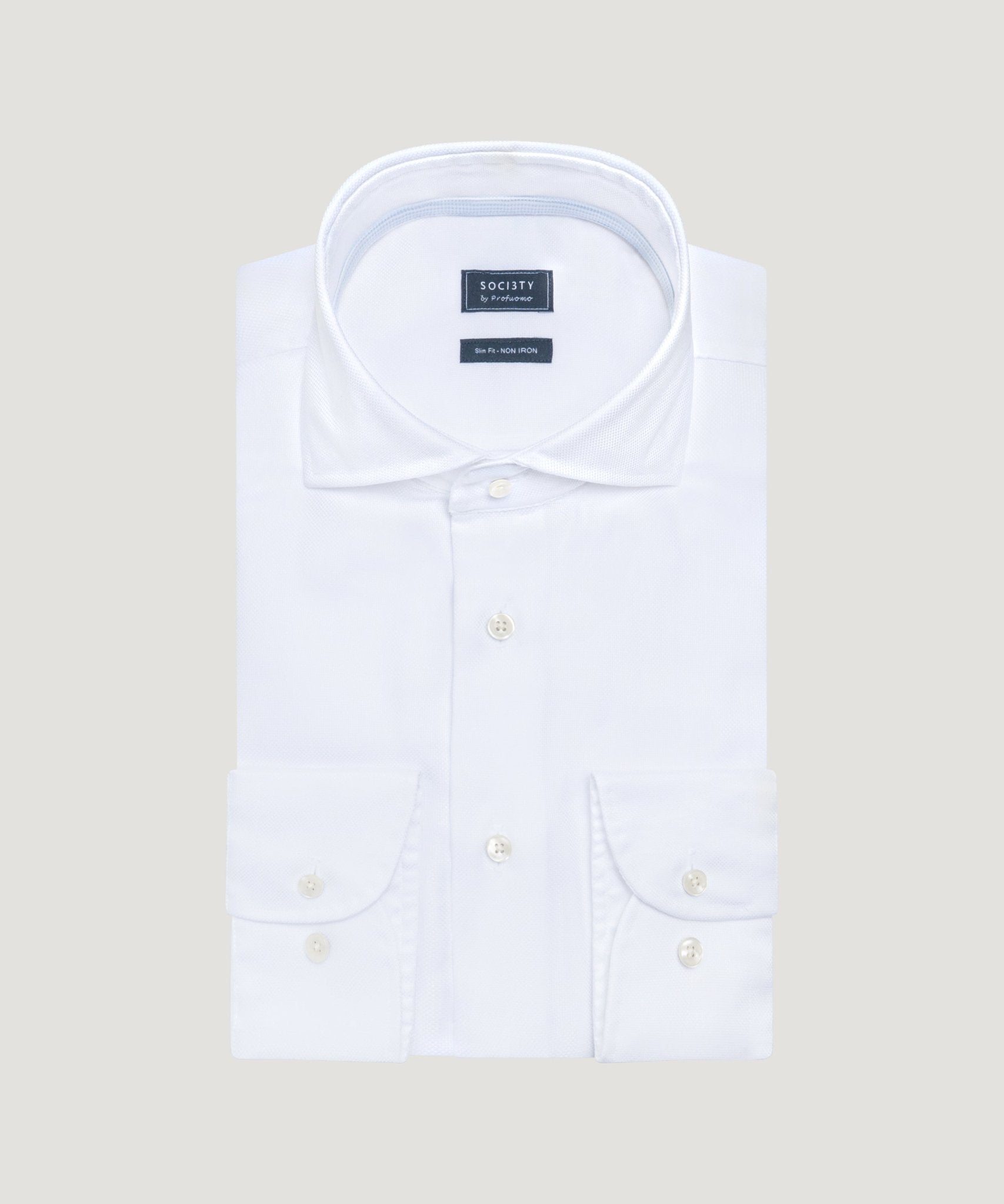 SOCI3TY by Profuomo Overhemd katoen Oxford non iron wit - THE SOCIETY SHOP