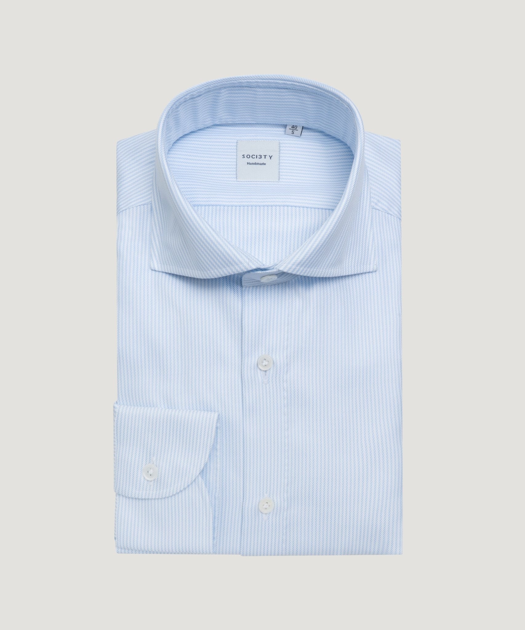 SOCI3TY Handmade Overhemd katoen twill lichtblauw gestreept - THE SOCIETY SHOP