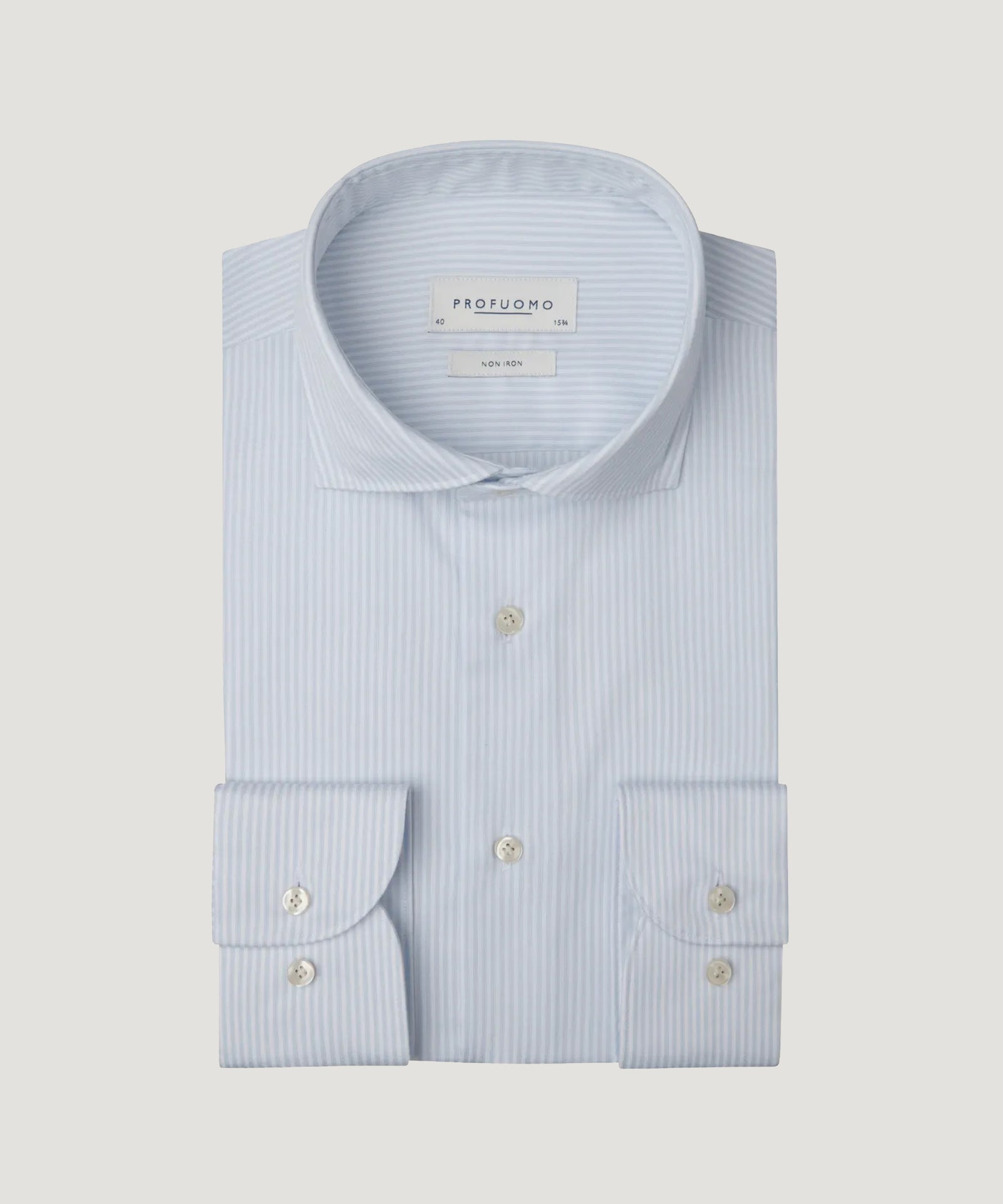 Profuomo Overhemd katoen twill lichtblauw gestreept - THE SOCIETY SHOP