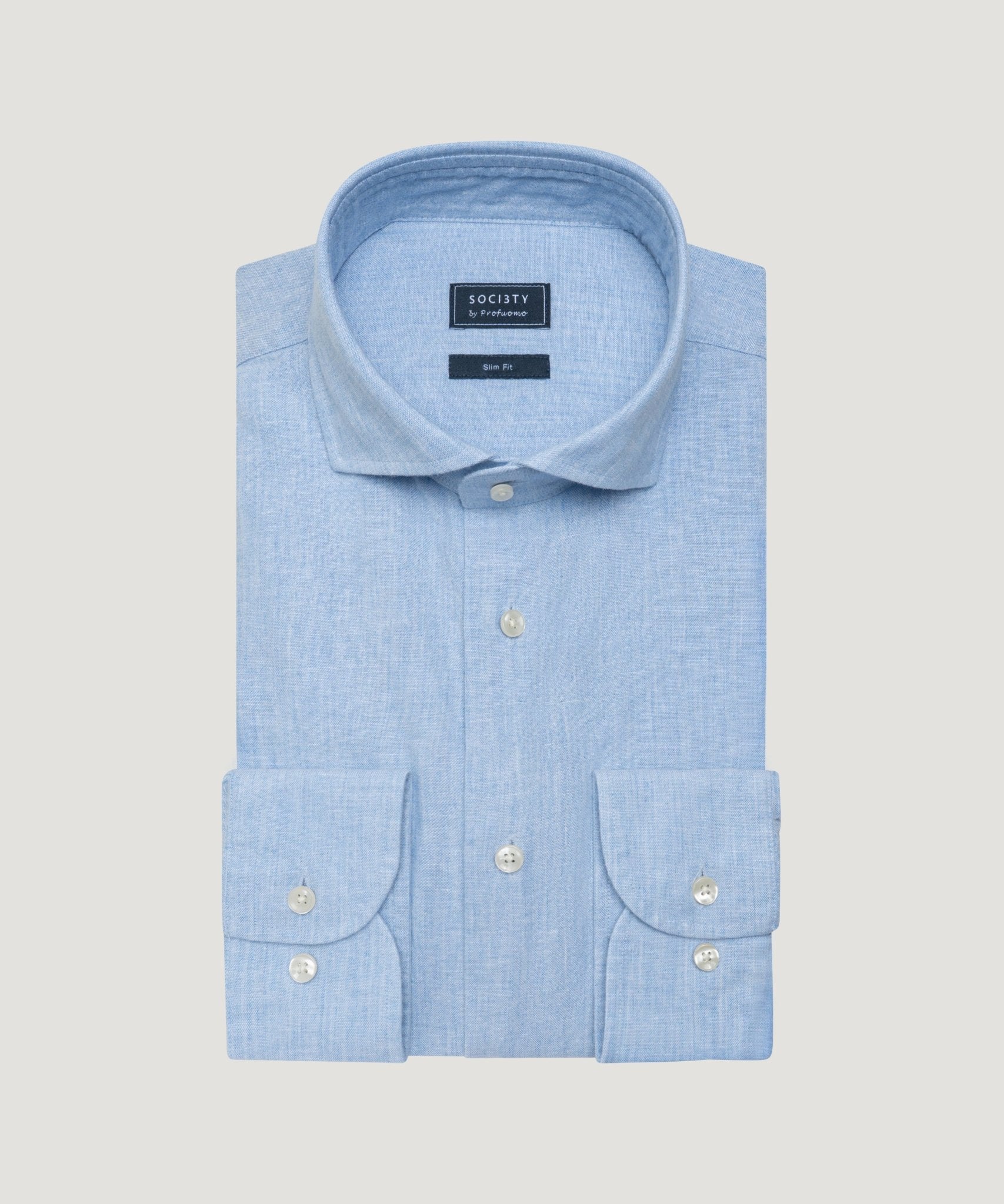 SOCI3TY by Profuomo Overhemd katoen/linnen lichtblauw - THE SOCIETY SHOP