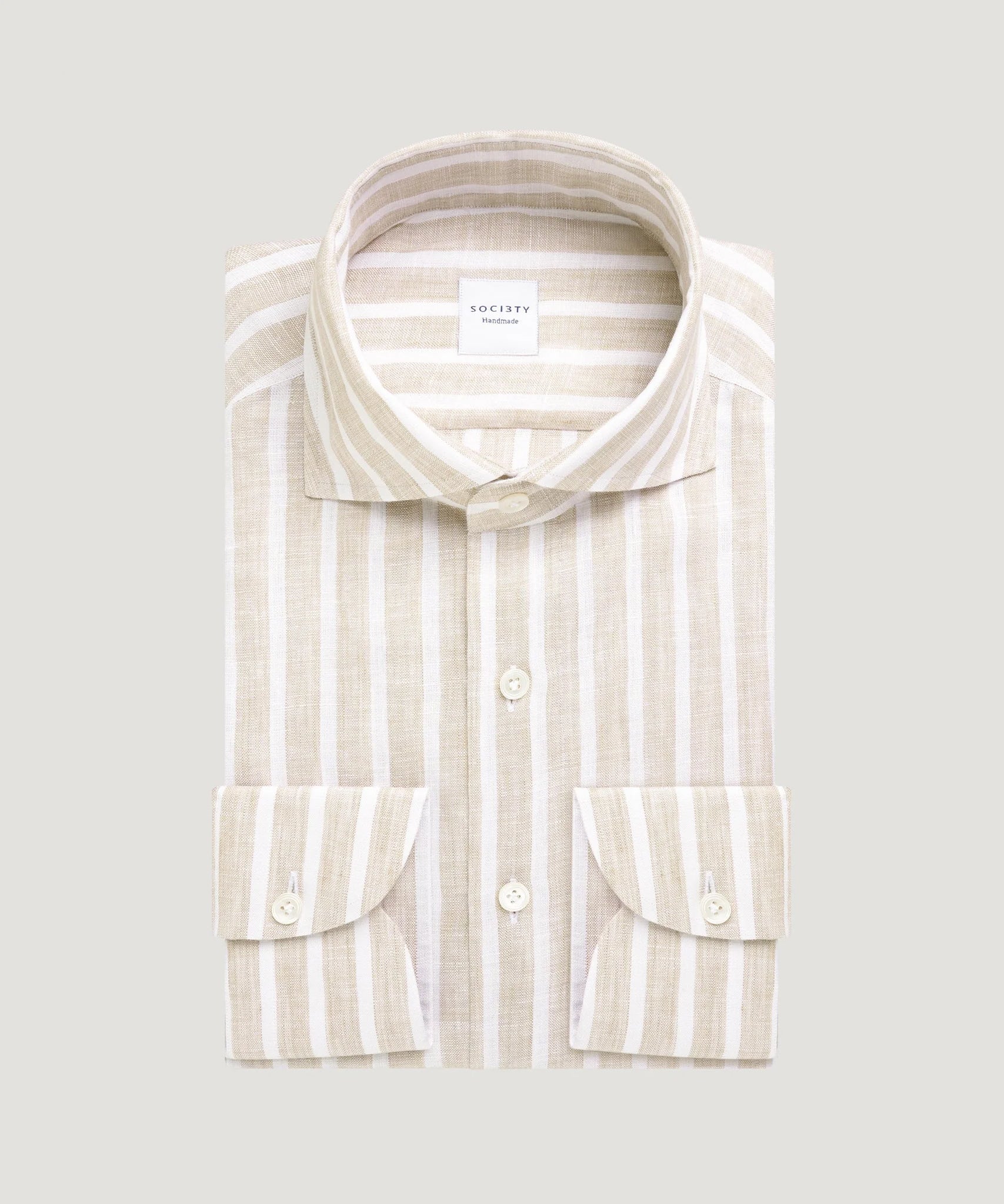 SOCI3TY Handmade Overhemd linnen beige gestreept - The Society Shop