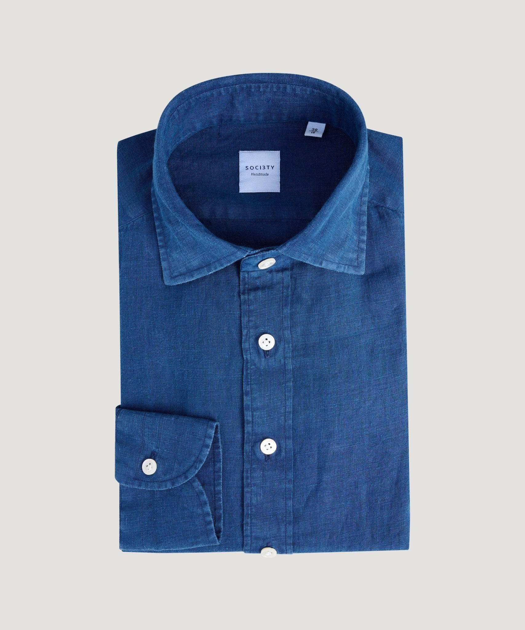 SOCI3TY Handmade Overhemd linnen blauw - THE SOCIETY SHOP