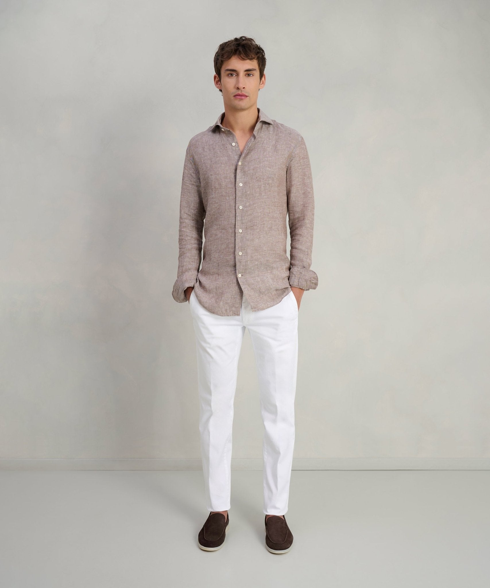 Profuomo Overhemd linnen bruin - The Society Shop