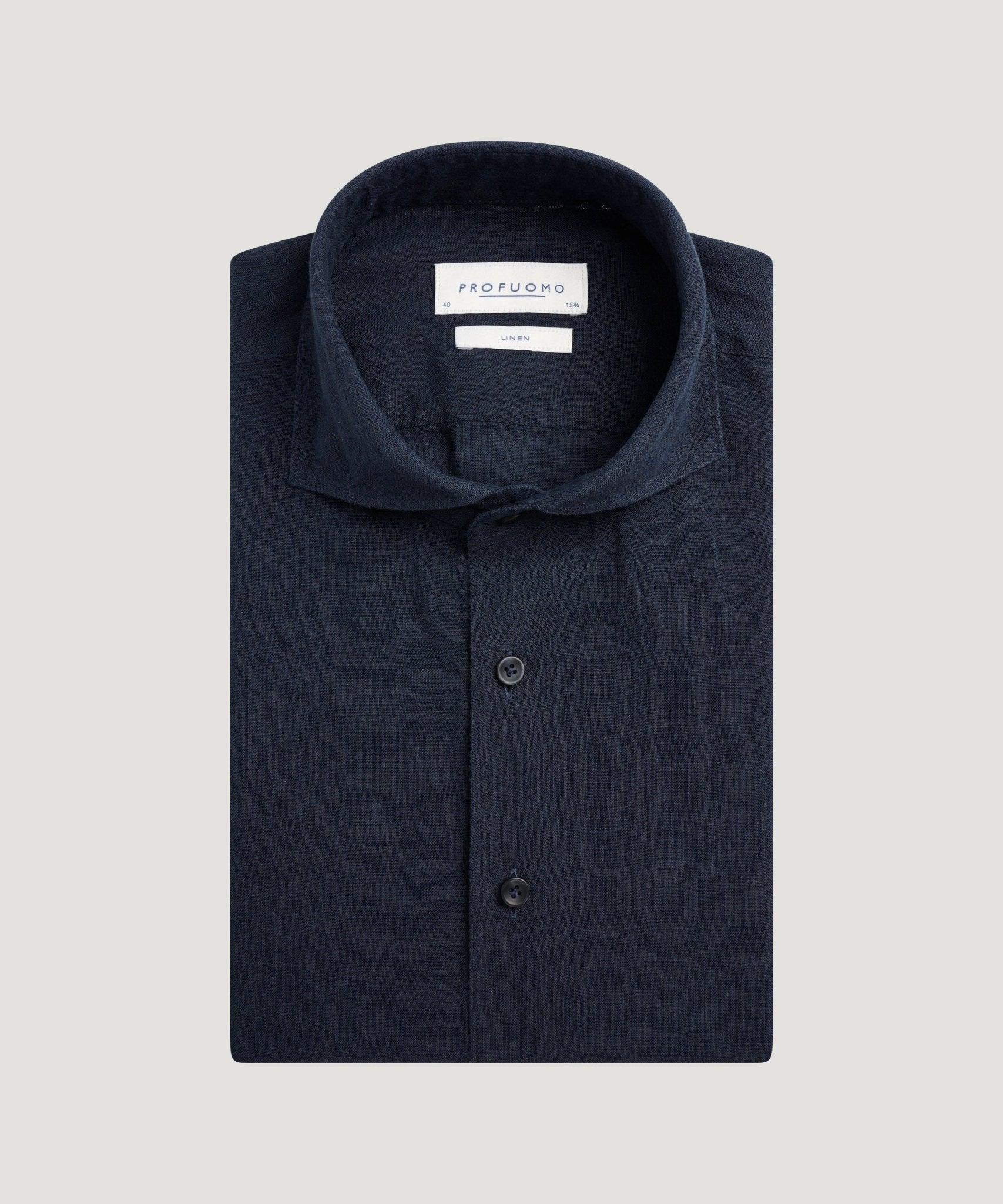 Profuomo Overhemd linnen donkerblauw - The Society Shop
