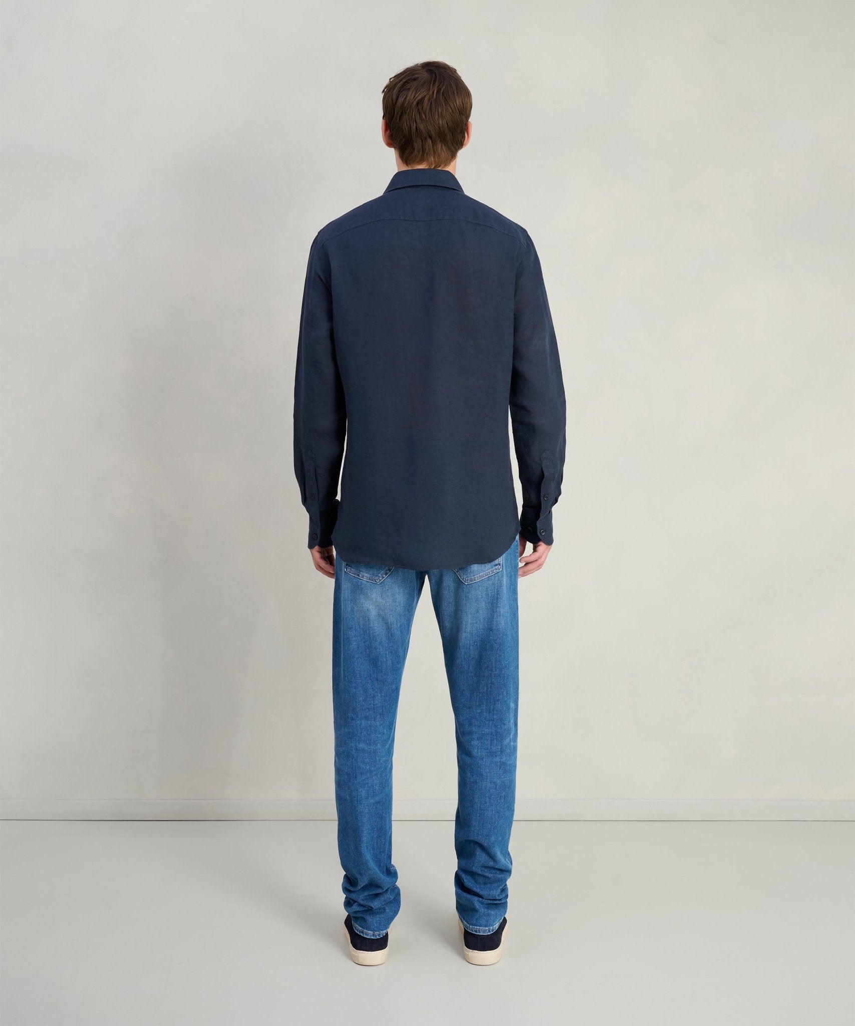 Profuomo Overhemd linnen donkerblauw - The Society Shop