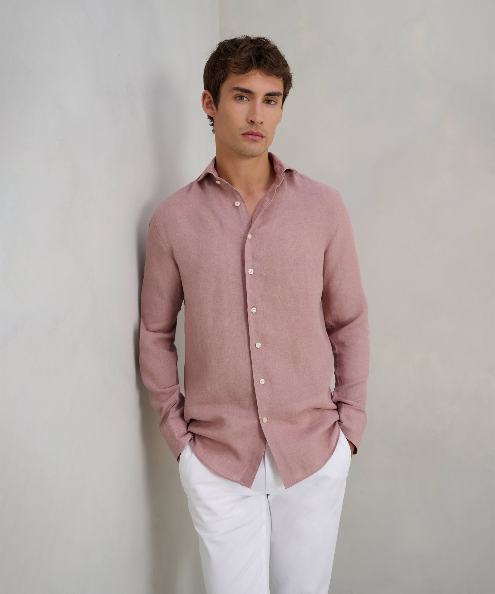 Profuomo Overhemd linnen roze - The Society Shop