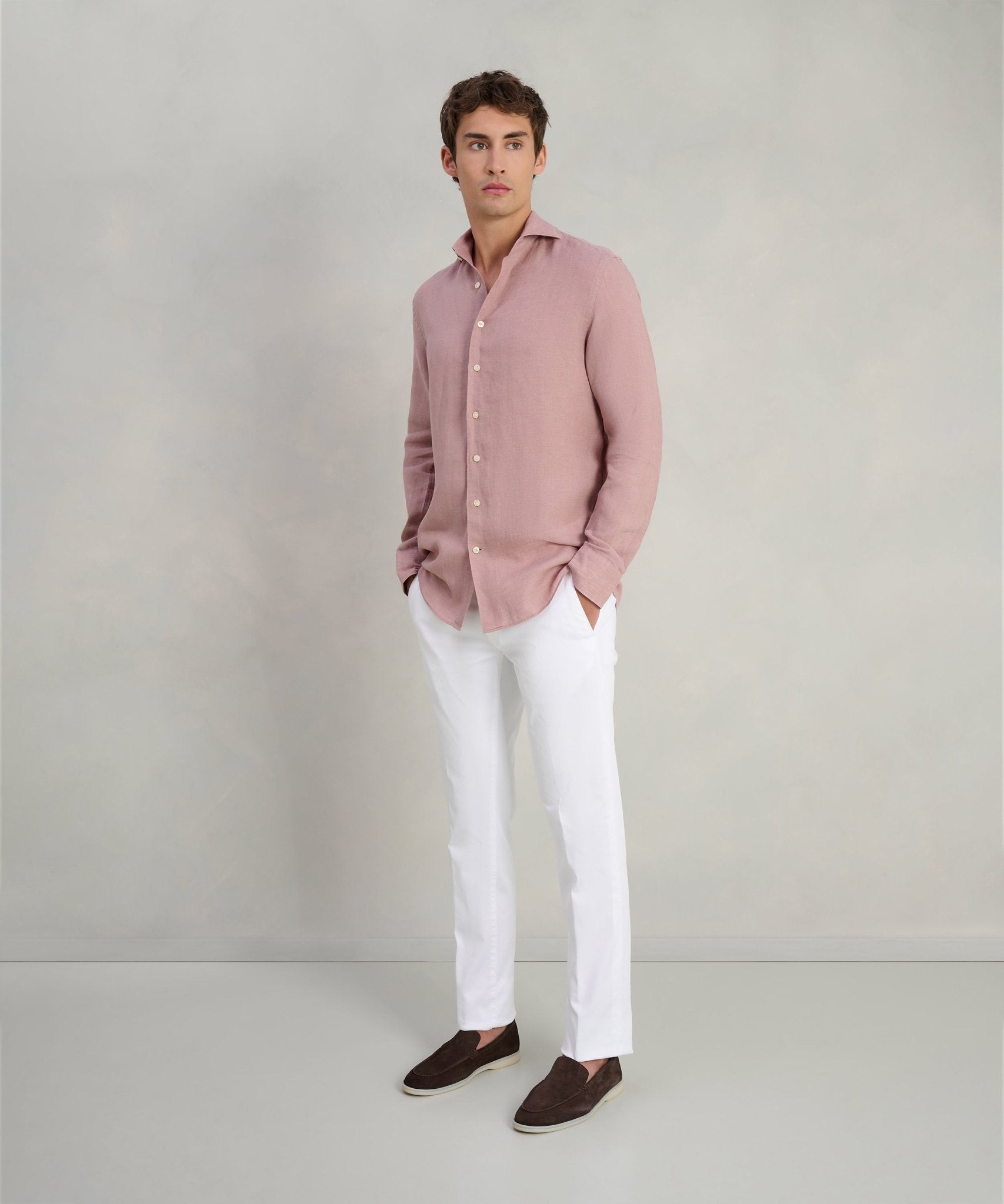Profuomo Overhemd linnen roze - The Society Shop